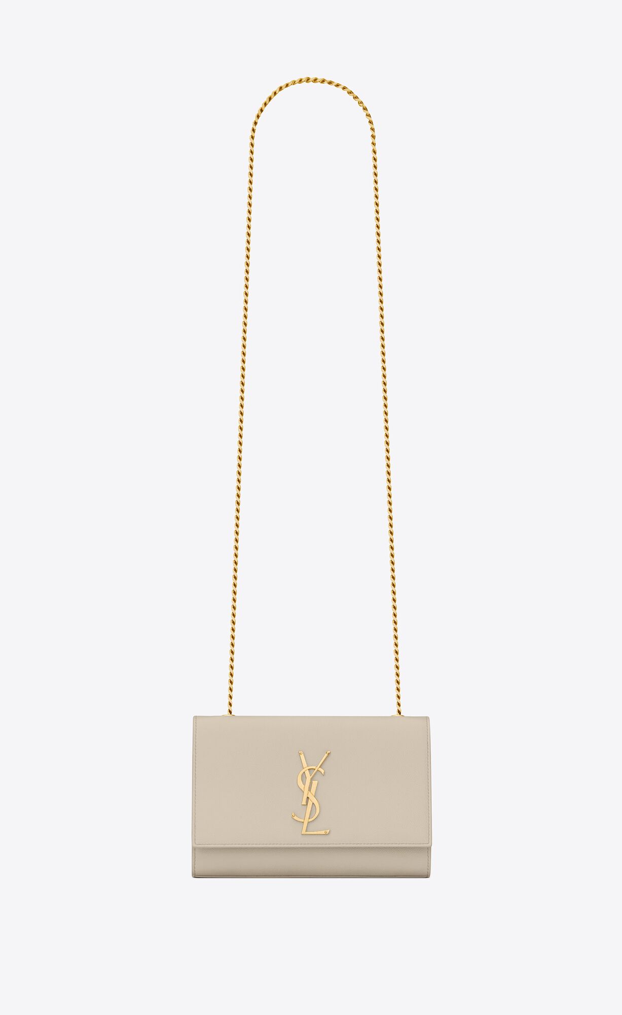 YSL Kate Small Chain Bag In Grain De Poudre Embossed Leder Blanc Vintage | 89251-HSGD