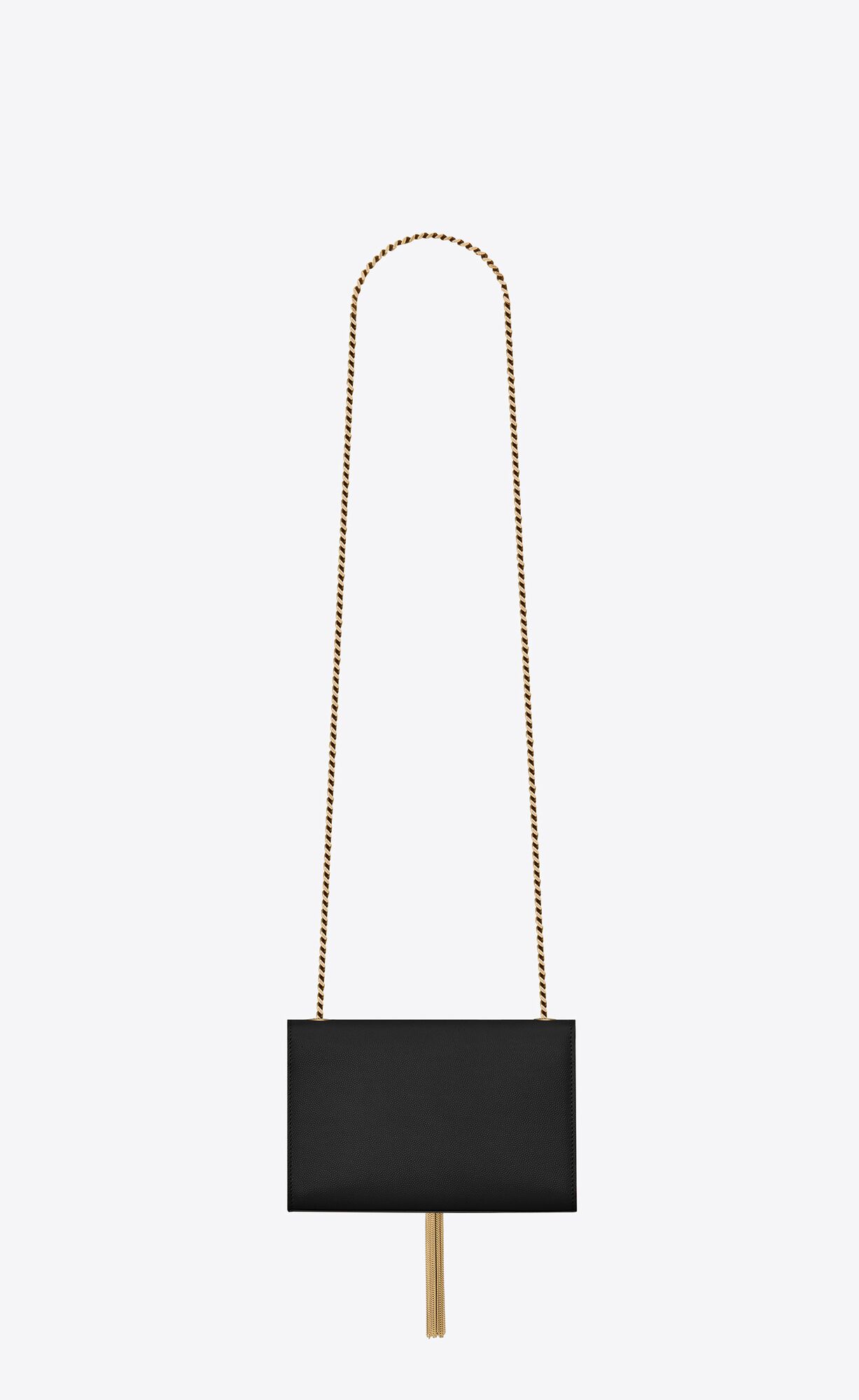 YSL Kate Small Chain Bag With Tassel In Grain De Poudre Embossed Leder Schwarz | 73590-VSWE