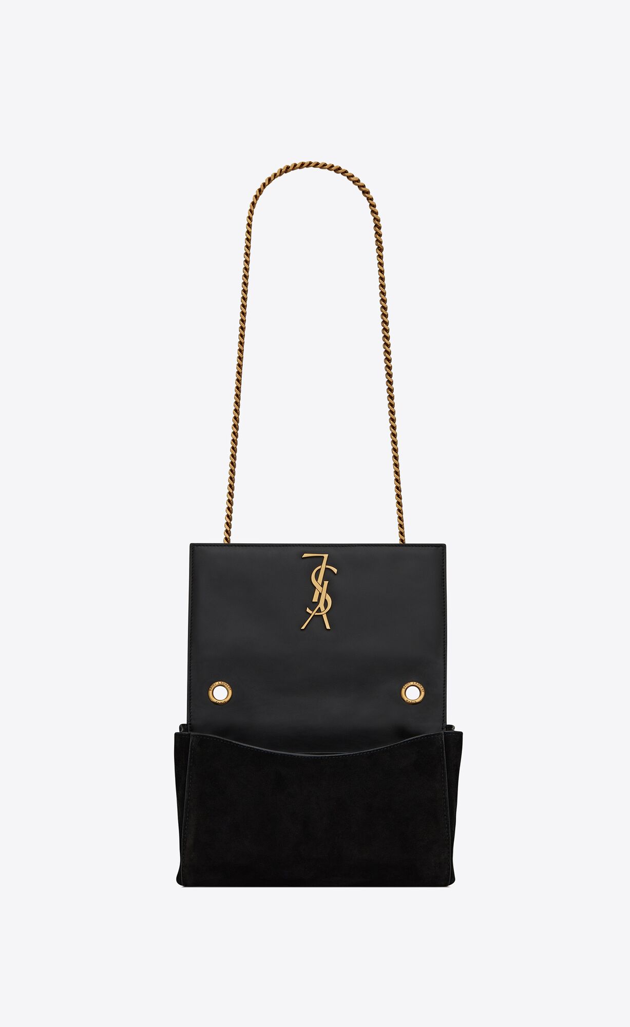 YSL Kate Small Supple/Reversible Chain Bag In Wildleder And Leder Schwarz | 15649-APOE