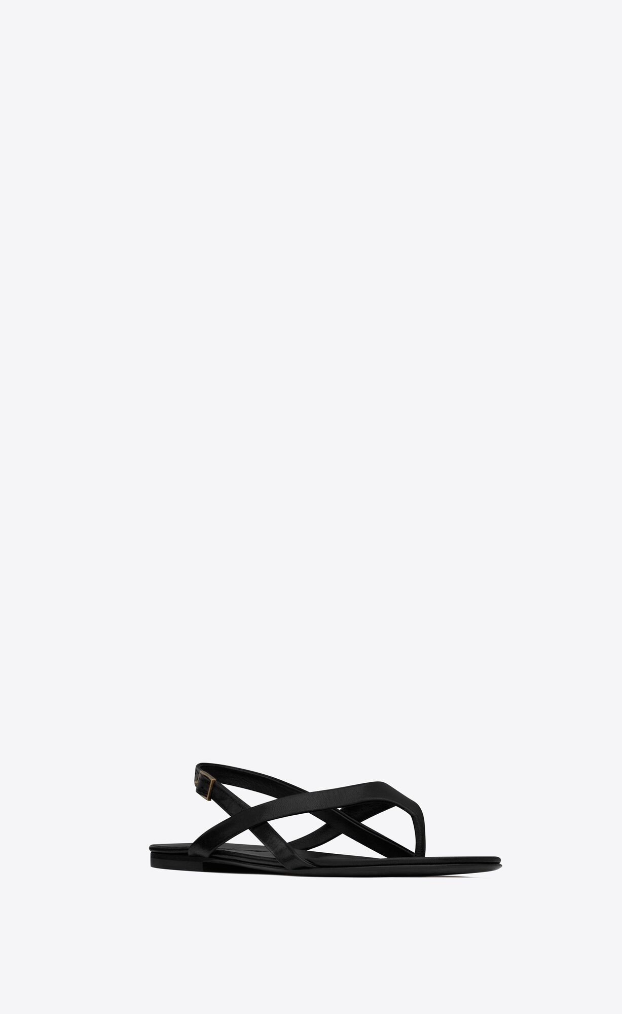 YSL Keith Flache Sandals In Smooth Leder Schwarz | 49762-NFUG