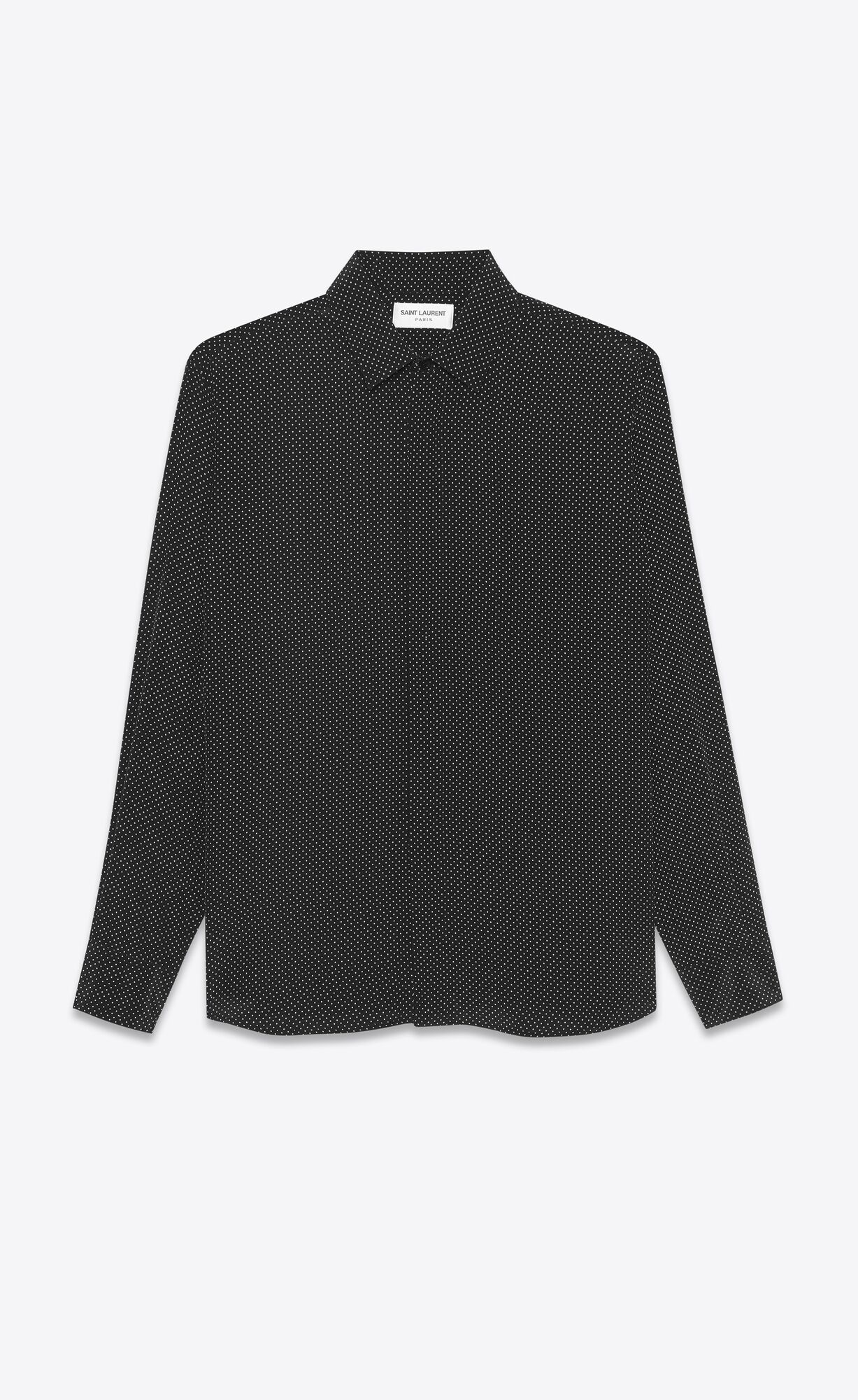 YSL Klassische Shirt In Dotted Crepe De Chine Schwarz | 47910-ETFW