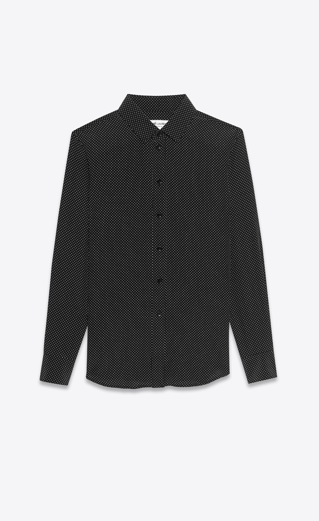 YSL Klassische Shirt In Dotted Silk Schwarz | 25719-MFIY