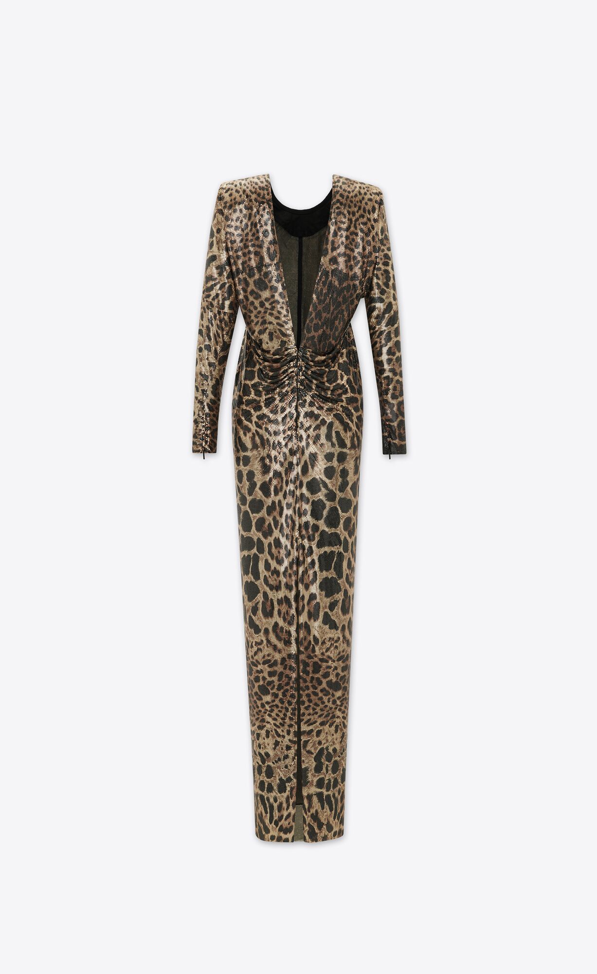 YSL Kleider In Leopard Mesh Fauve | 45793-FJHP