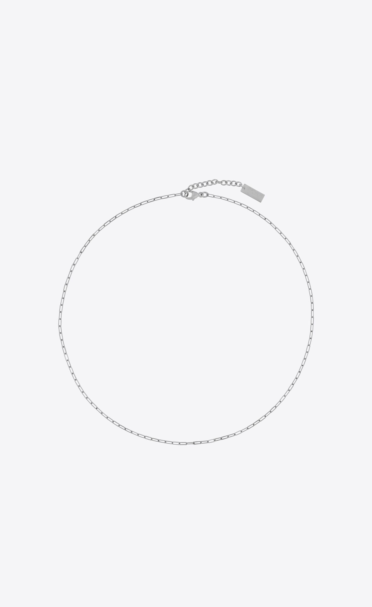 YSL Kurzes Rectangular Chain Necklace In Metal Silber | 01258-KRVL