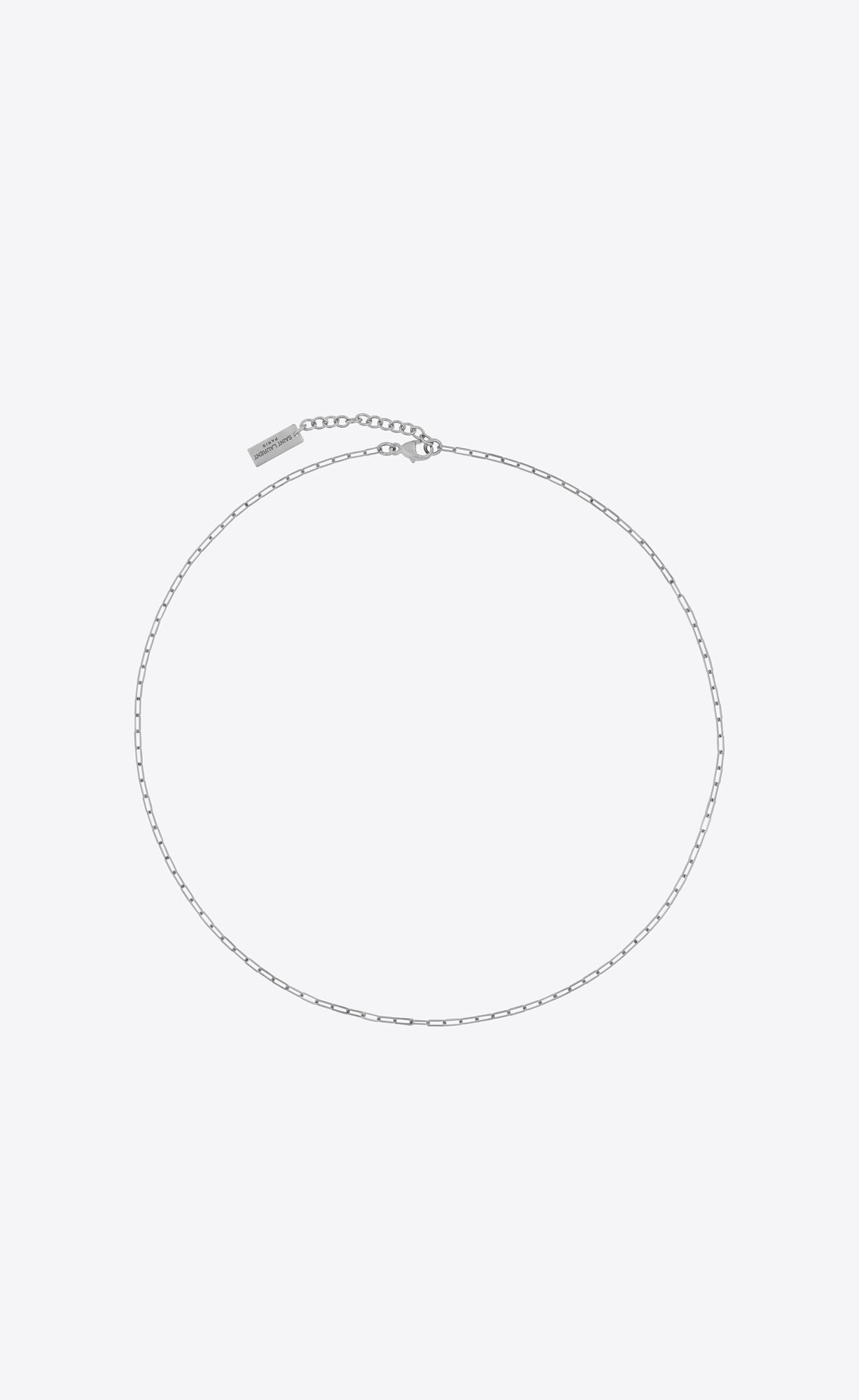 YSL Kurzes Rectangular Chain Necklace In Metal Silber | 01258-KRVL