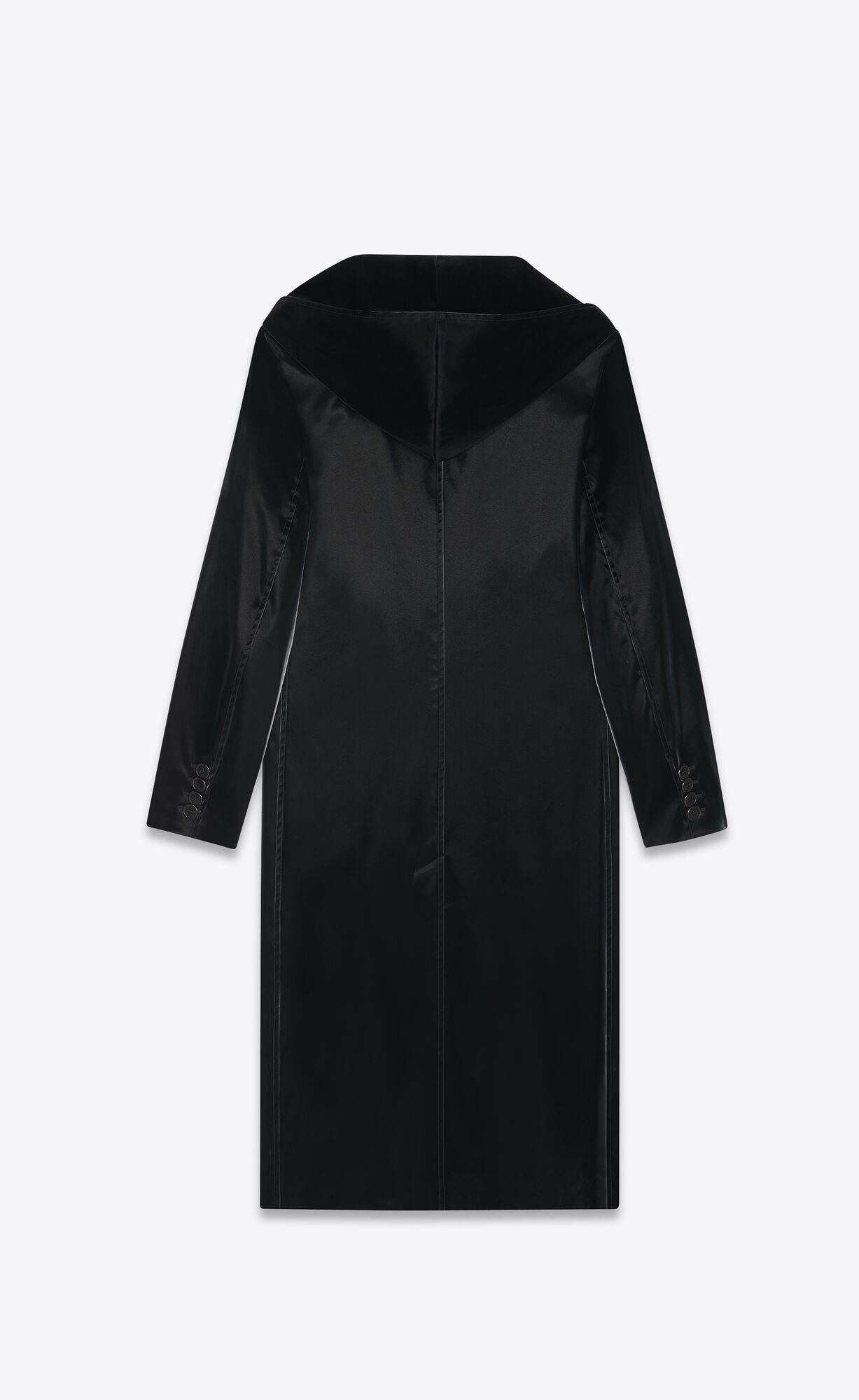 YSL Lacquered-effect Long Coat Noir | 39156-VANH