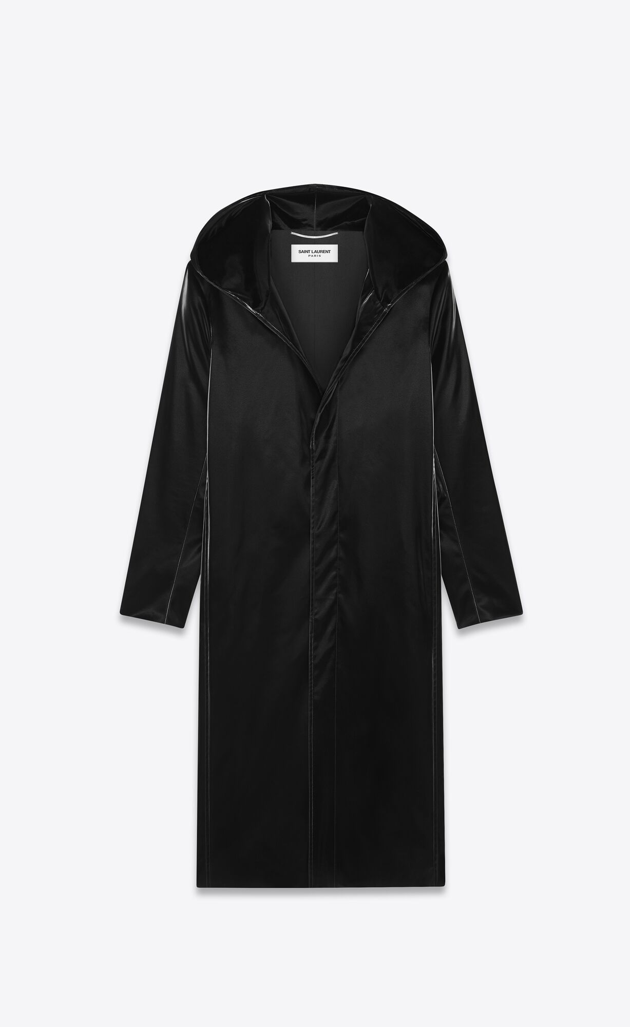 YSL Lacquered-effect Long Coat Noir | 39156-VANH