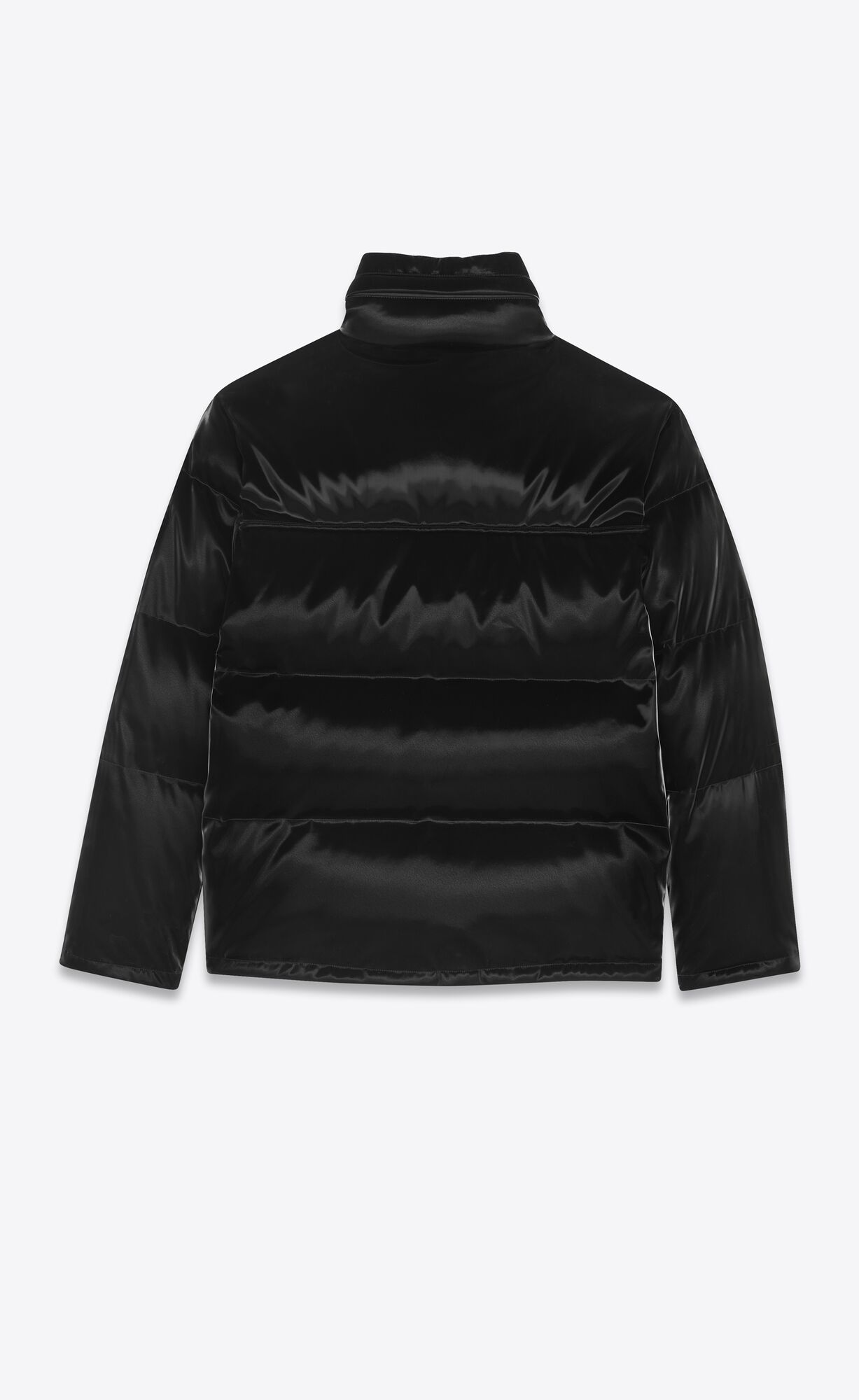 YSL Lacquered-effect Oversized Down Jacket Noir | 51726-AQNR