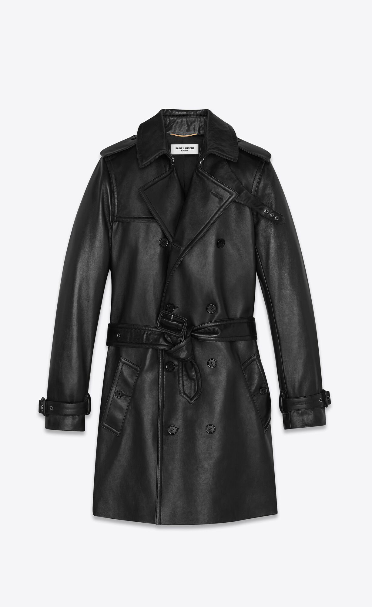 YSL Lambskin Trench Coat Schwarz | 28069-JPMI