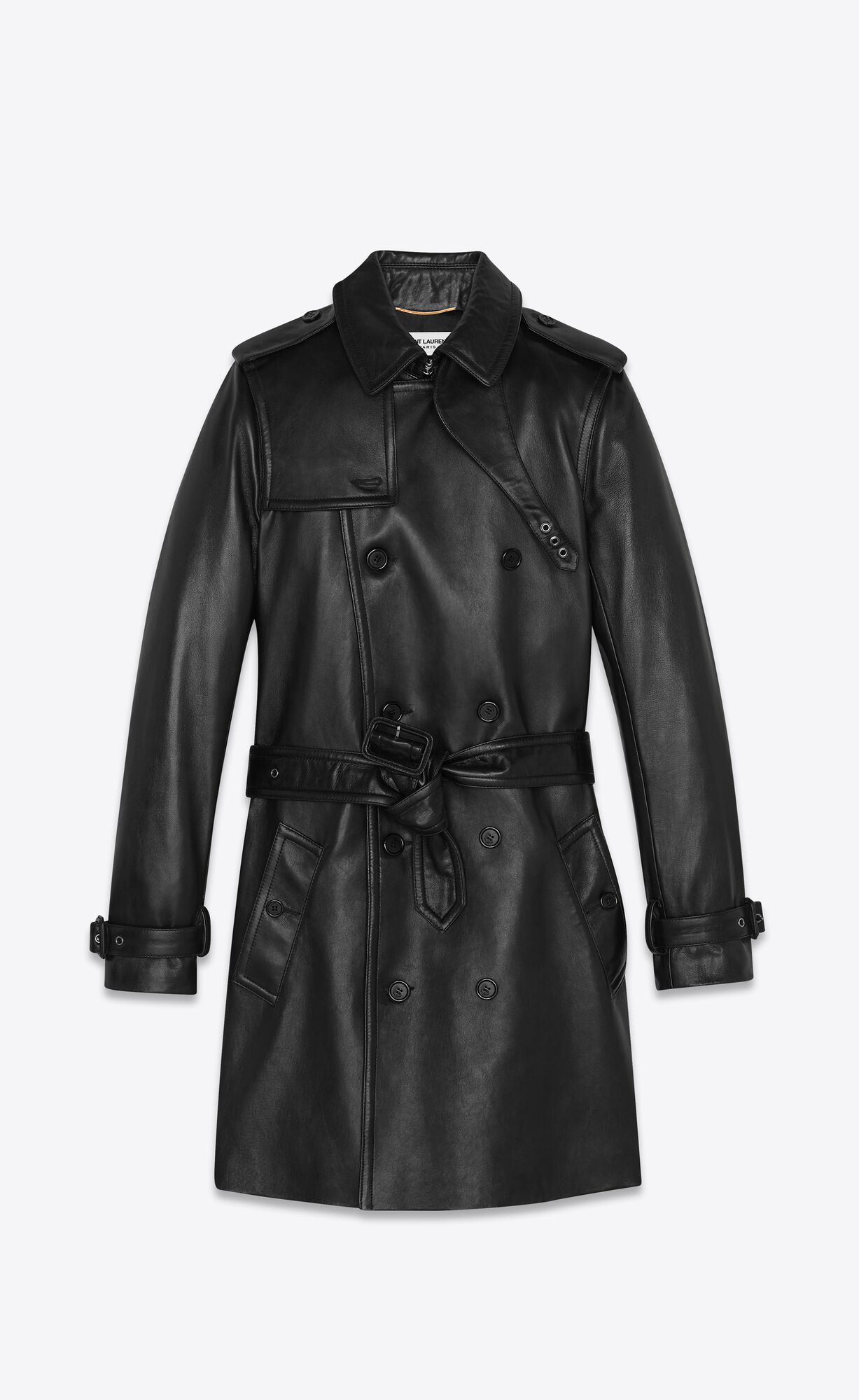 YSL Lambskin Trench Coat Schwarz | 28069-JPMI