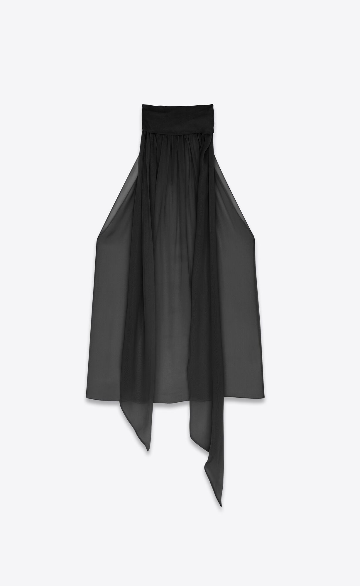 YSL Lavallière-neck Blouse In Crepe Muslin Noir | 15074-HTYF