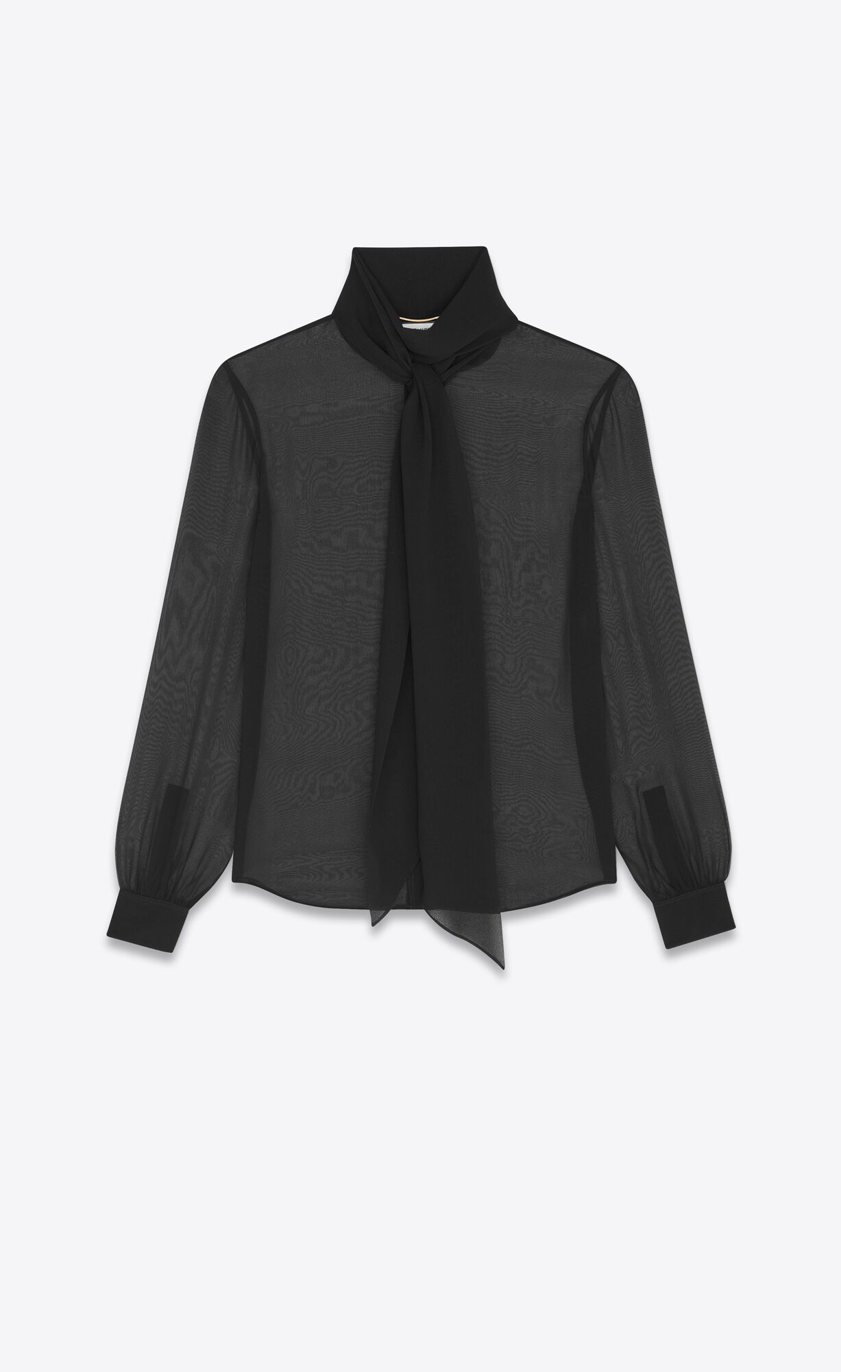 YSL Lavallière-neck Blouse In Crepe Muslin Noir | 60385-SFJR