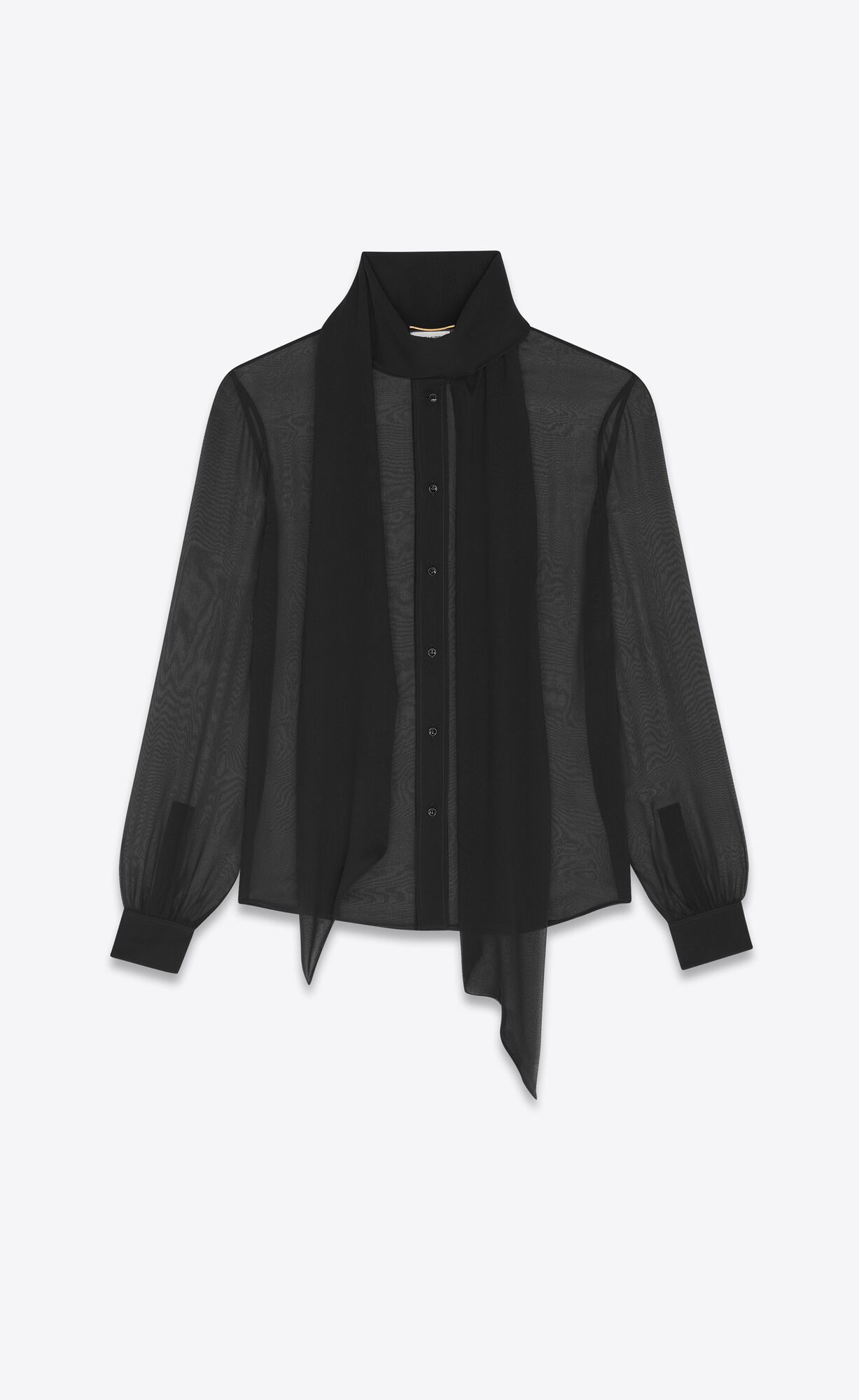 YSL Lavallière-neck Blouse In Crepe Muslin Noir | 60385-SFJR