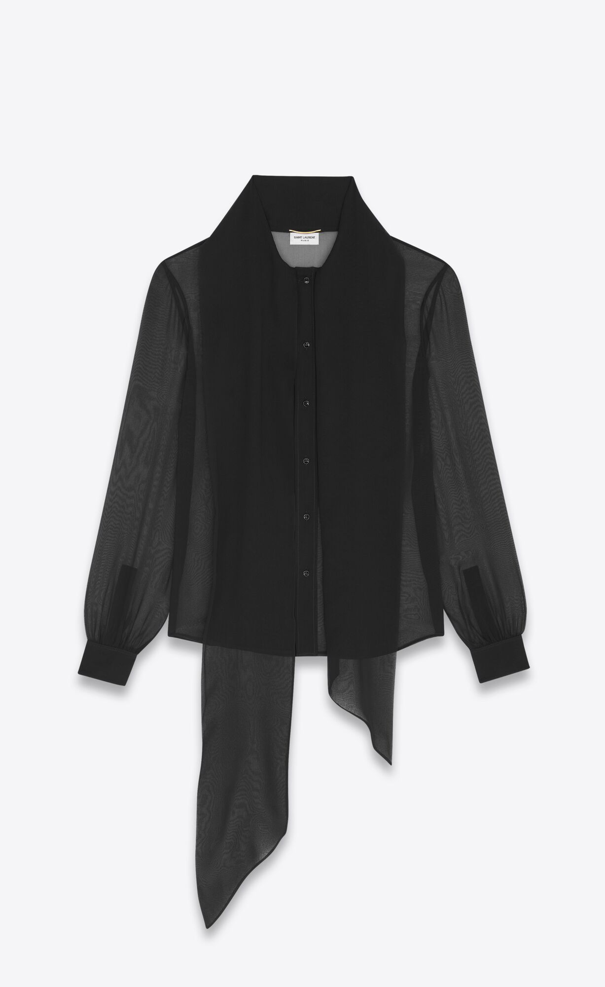 YSL Lavallière-neck Blouse In Crepe Muslin Noir | 60385-SFJR