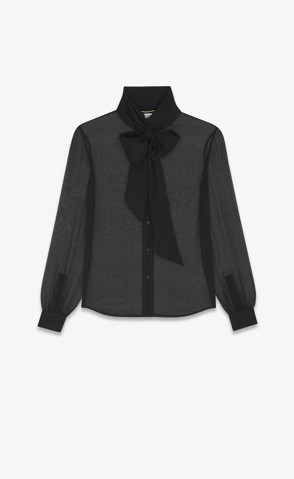 YSL Lavallière-neck Blouse In Crepe Muslin Noir | 60385-SFJR