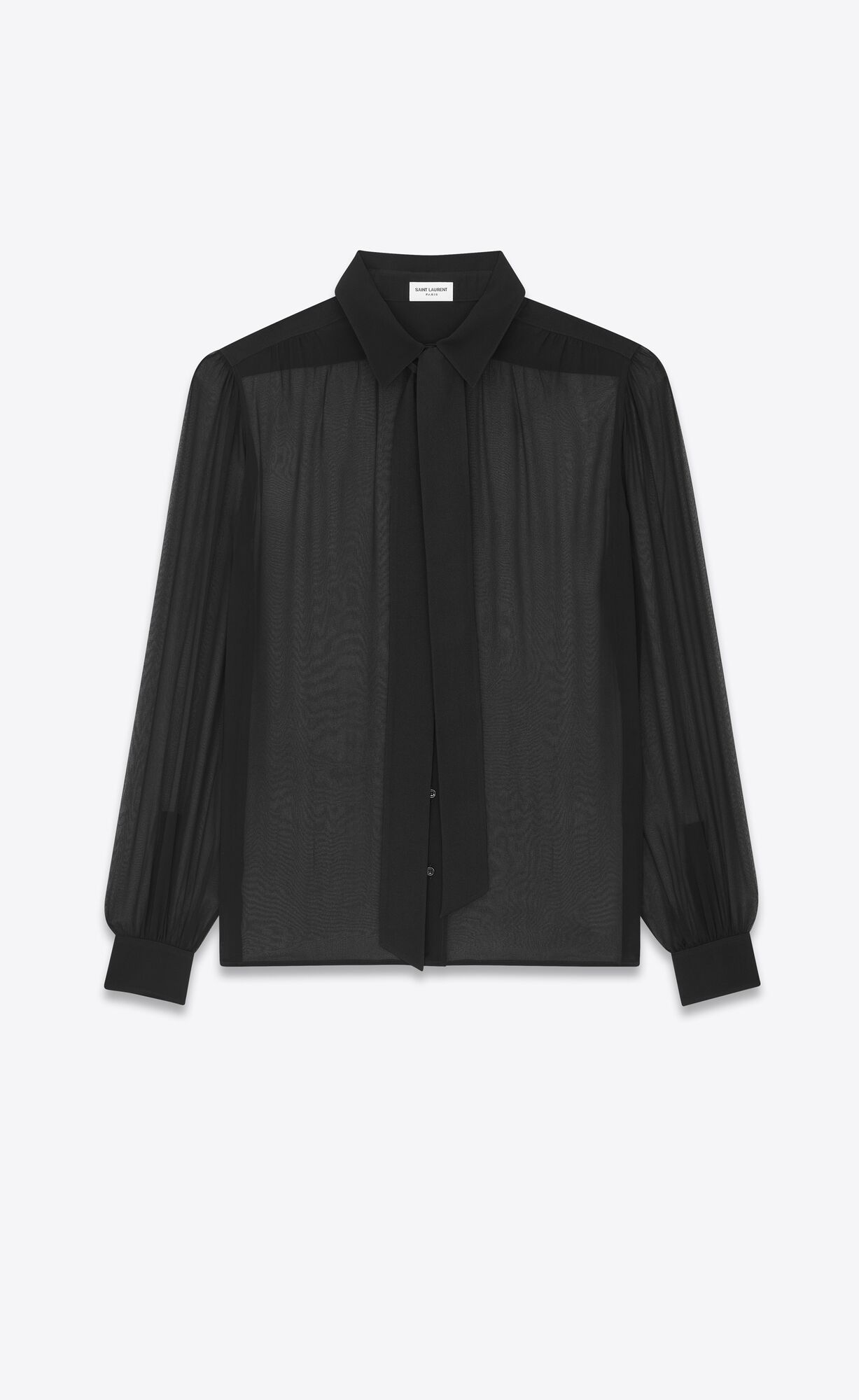 YSL Lavallière-neck Blouse In Crepe Muslin Schwarz | 63024-AXCR