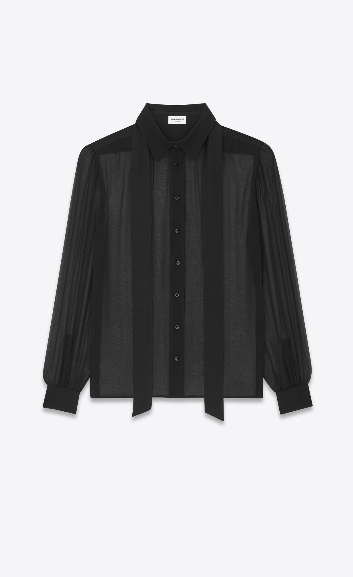 YSL Lavallière-neck Blouse In Crepe Muslin Schwarz | 63024-AXCR