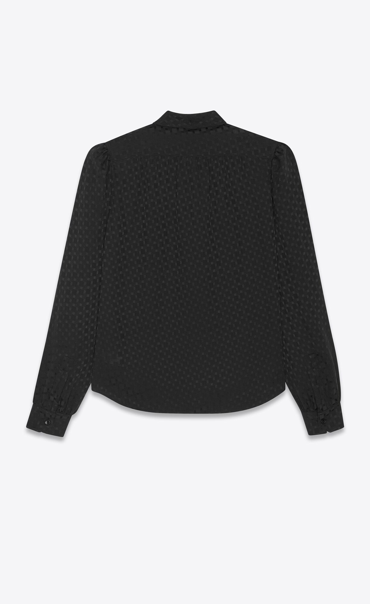 YSL Lavallière-neck Blouse In Matte And Shiny Silk Schwarz | 96084-XIDJ