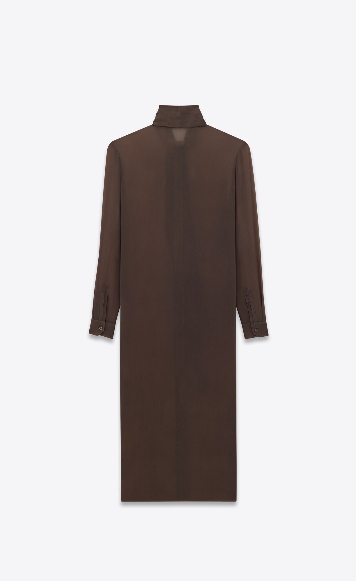 YSL Lavallière-neck Long Shirt In Silk Georgette Cafe | 09438-SZGW