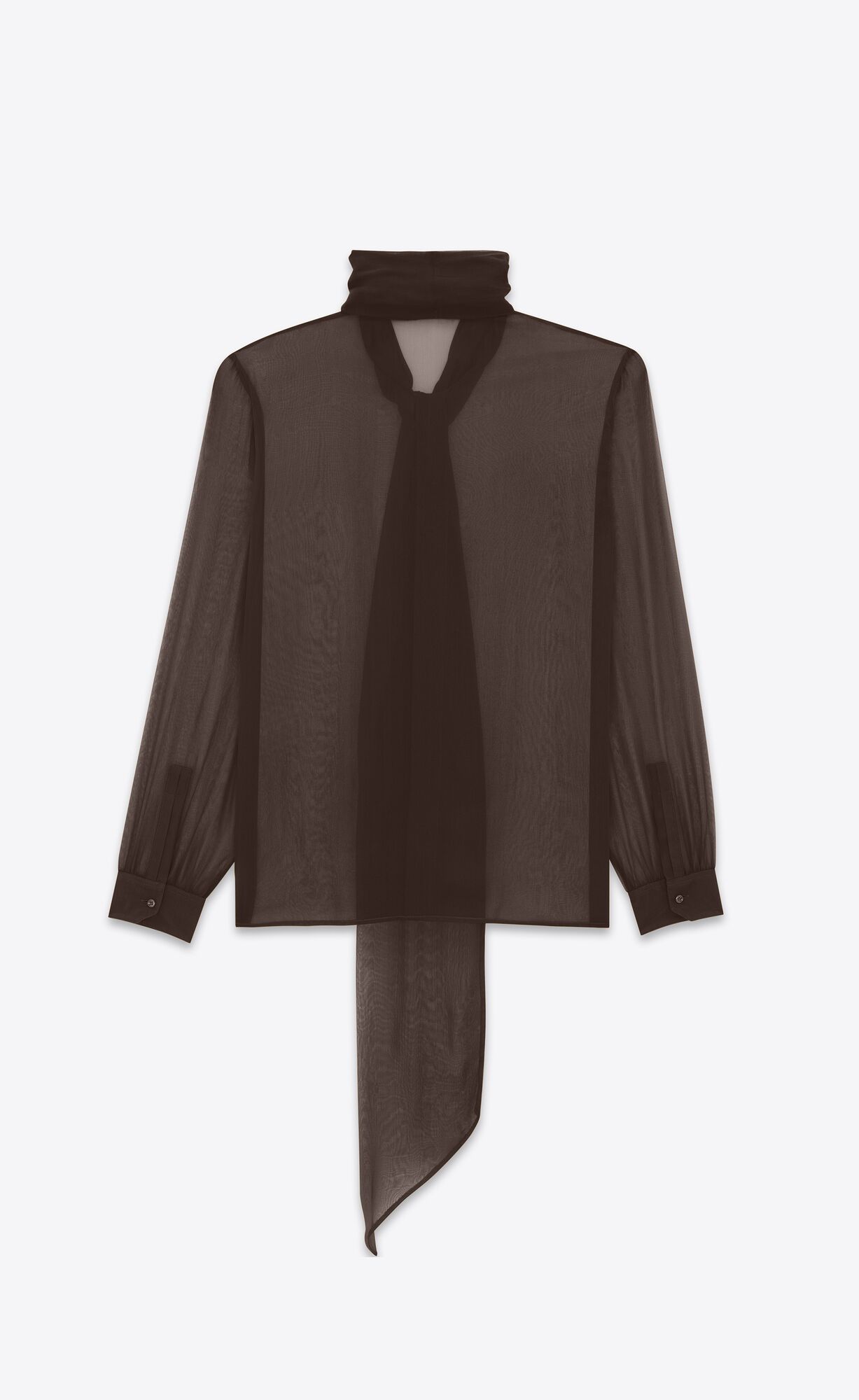 YSL Lavallière-neck Shirt In Silk Georgette Cafe | 25436-DAGF