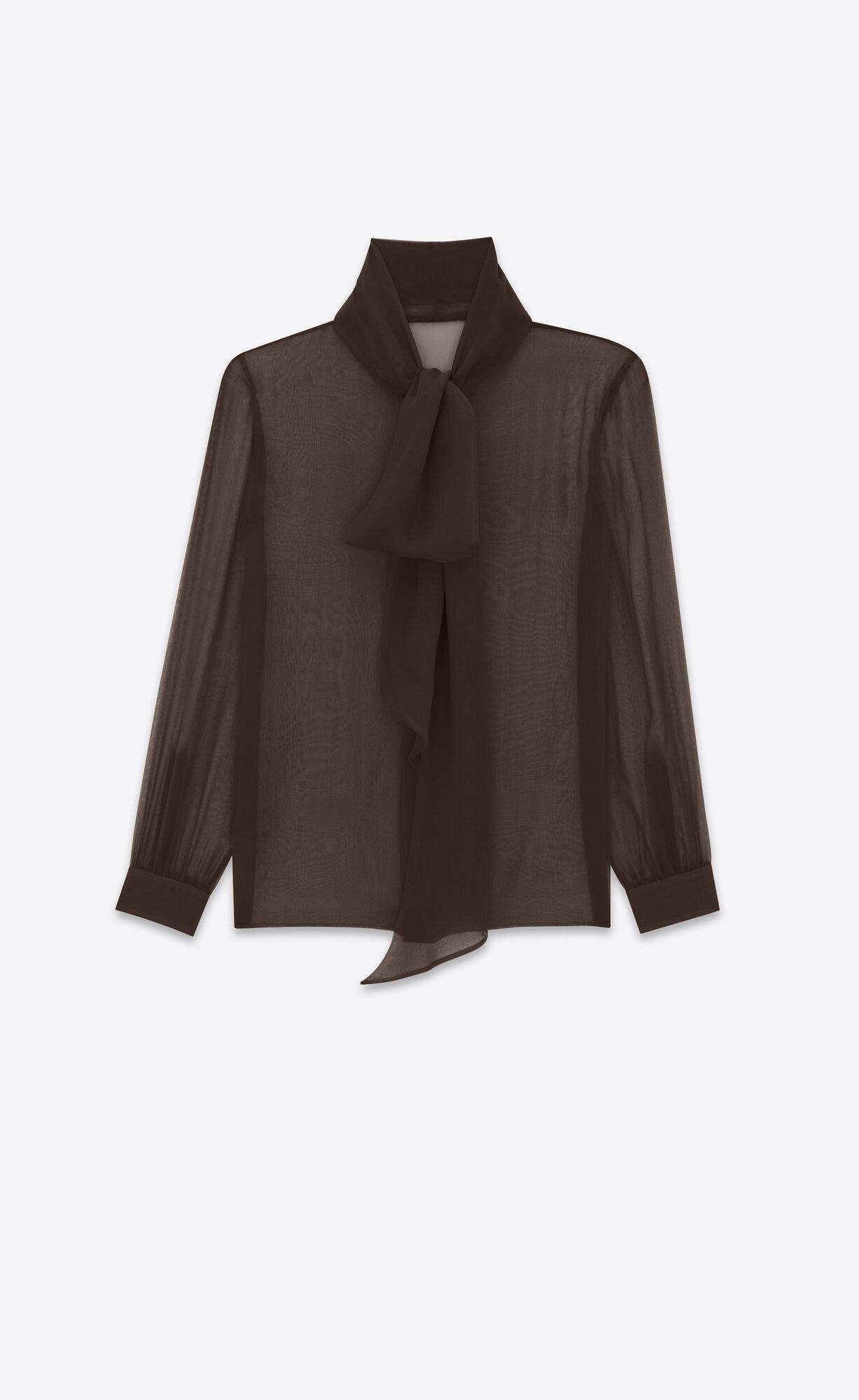 YSL Lavallière-neck Shirt In Silk Georgette Cafe | 25436-DAGF