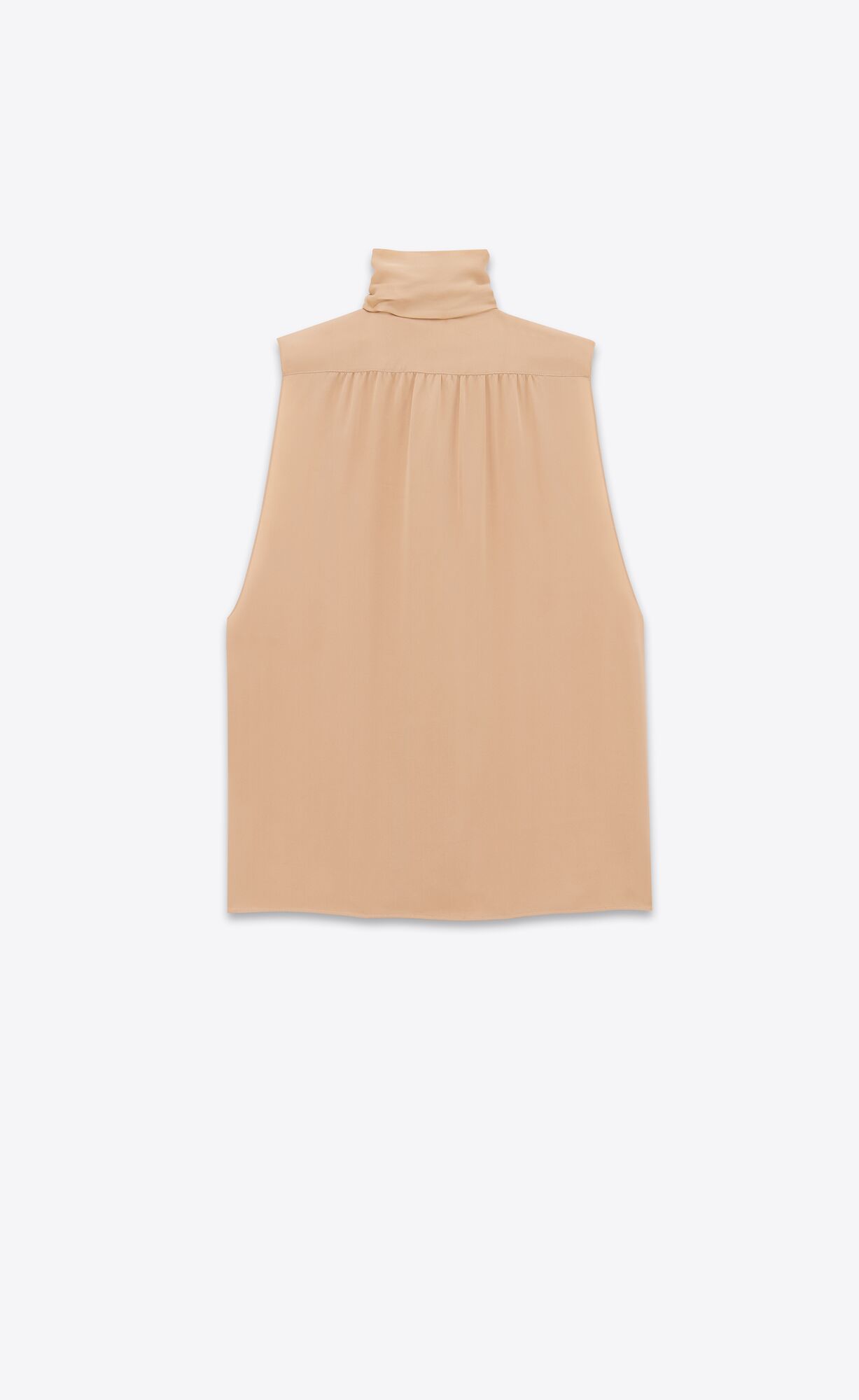 YSL Lavallière-neck Tunic Shirt In Silk Satin Beige | 61097-BLHI