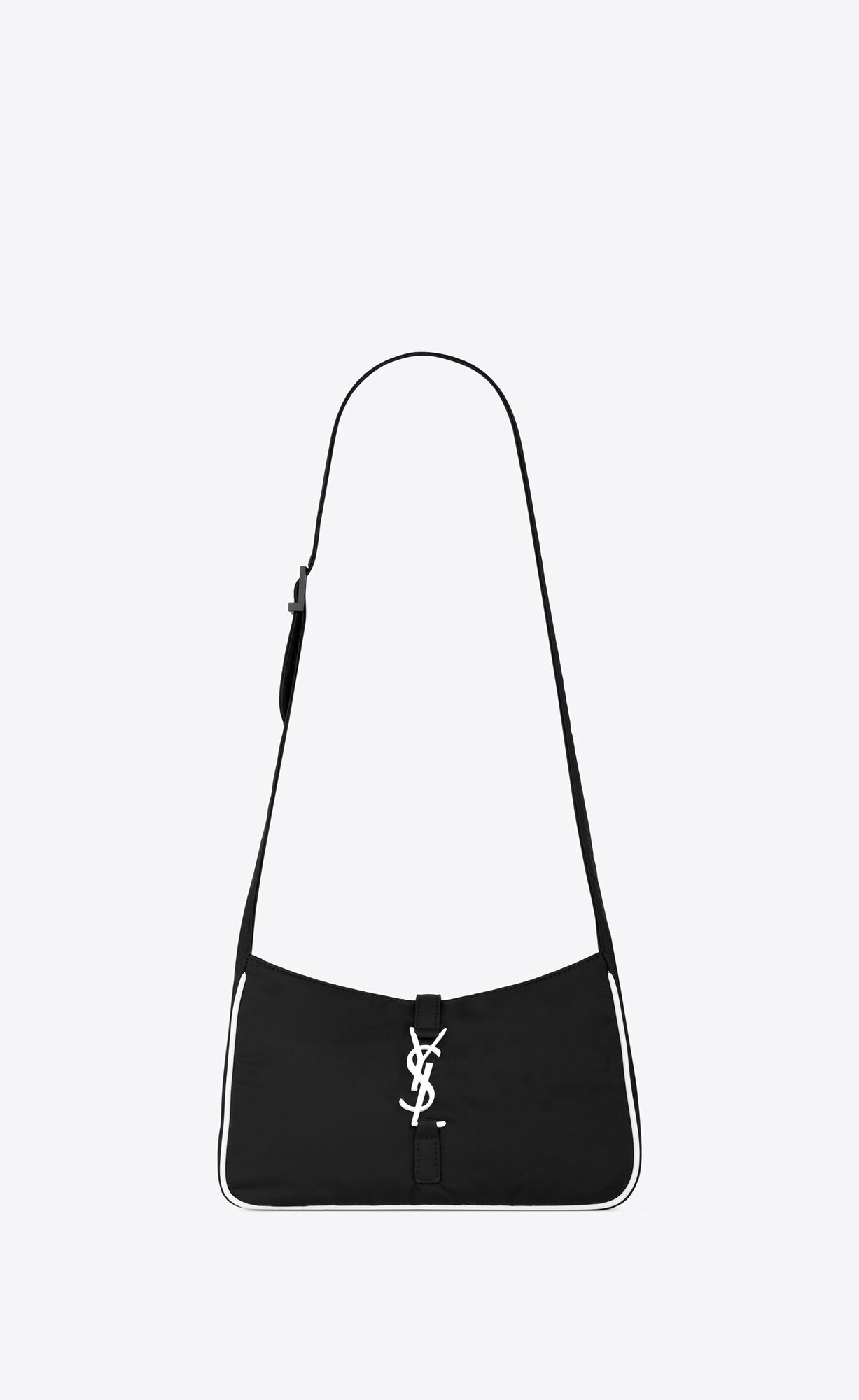 YSL Le 5 À 7 Crossbody Bag In Econyl® Regenerated Nylon Schwarz Weiß | 64891-OUWJ