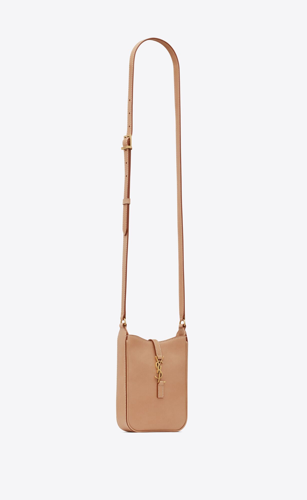 YSL Le 5 À 7 Mini Vertical Bag In Vegetable-tanned Leder Braun Gold | 63250-ACSU