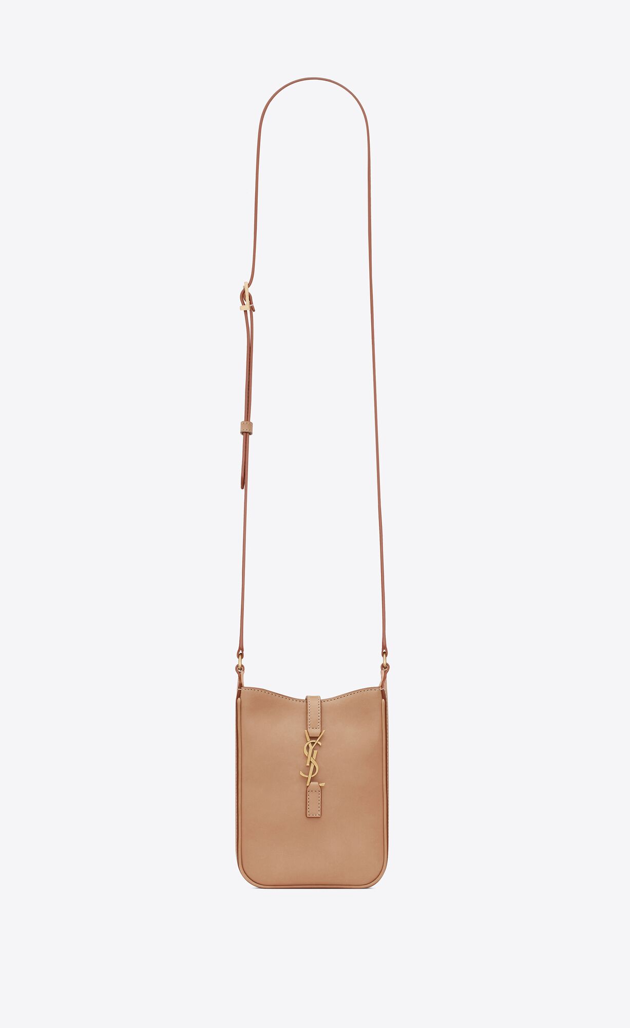 YSL Le 5 À 7 Mini Vertical Bag In Vegetable-tanned Leder Braun Gold | 63250-ACSU