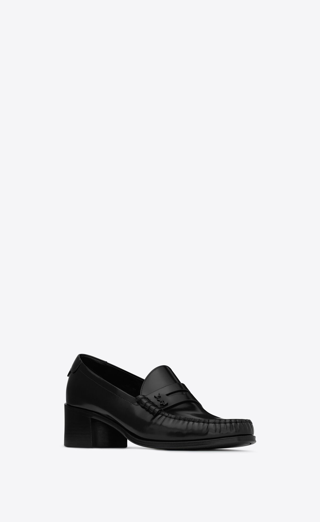 YSL Le Loafer Cassandre Absatz-penny Slippers In Smooth Leder Noir | 96057-MCAS