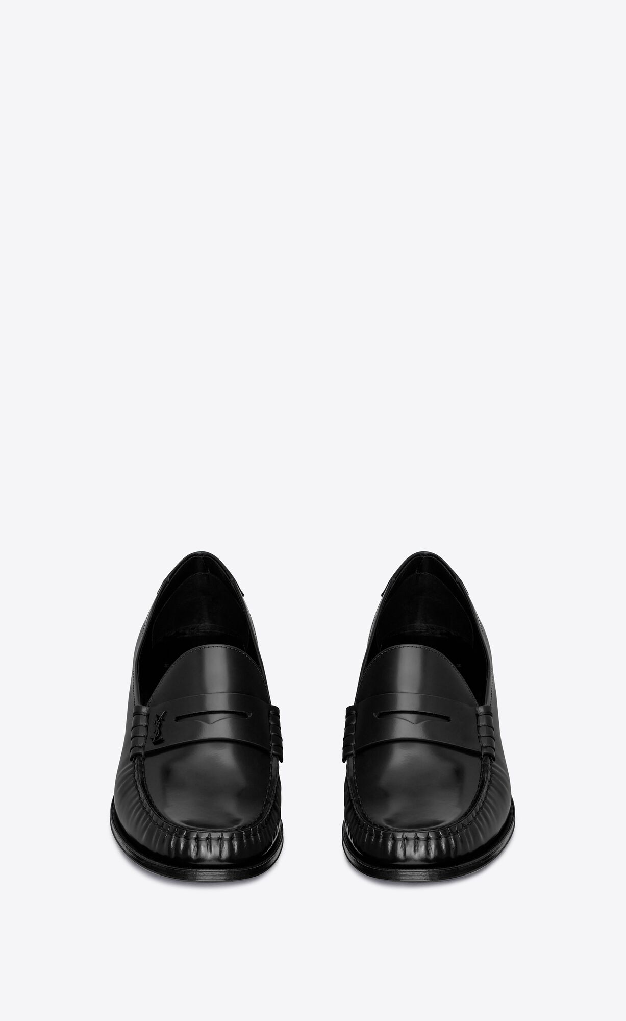 YSL Le Loafer Cassandre Absatz-penny Slippers In Smooth Leder Noir | 96057-MCAS