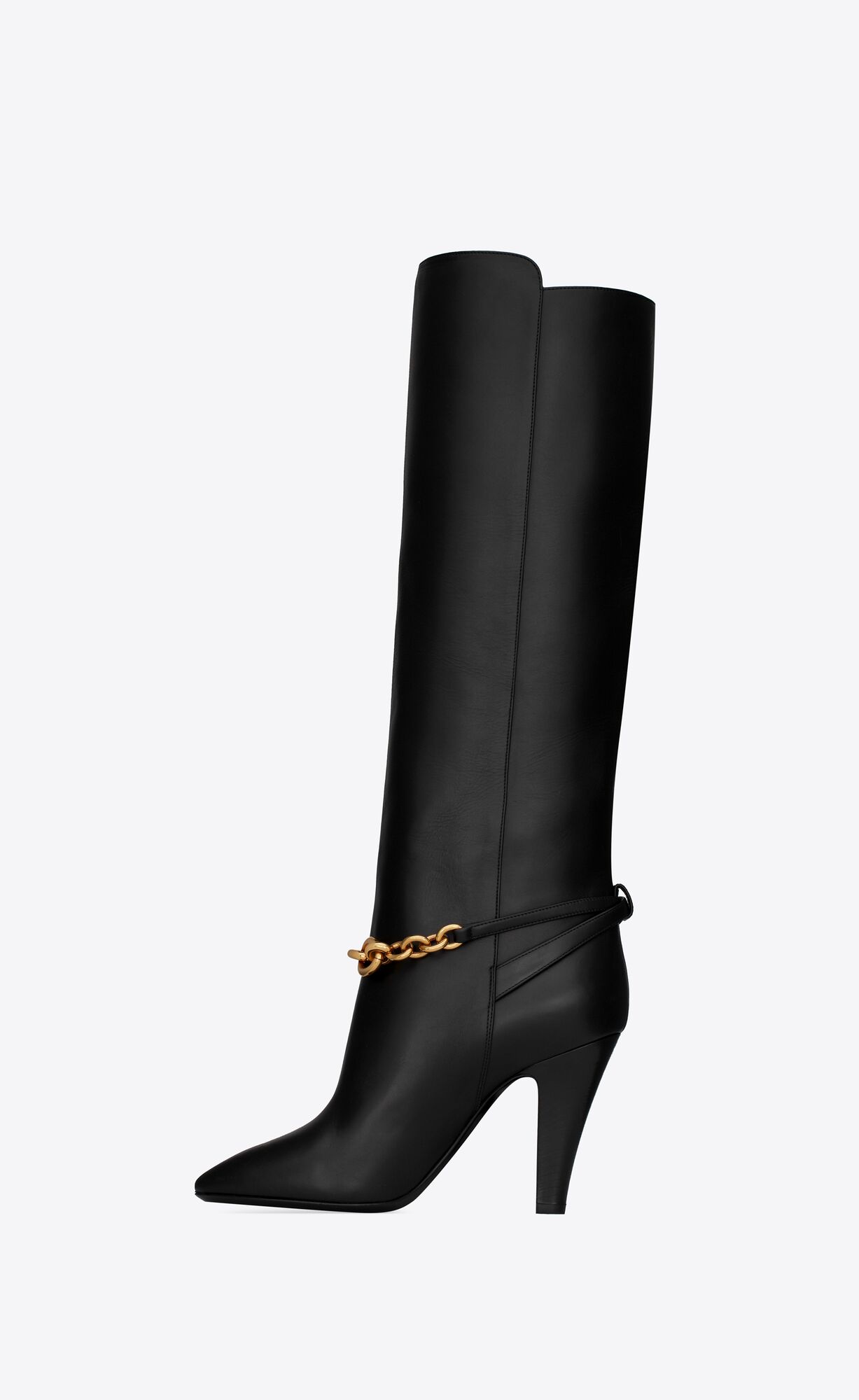 YSL Le Maillon Boots In Smooth Leder Schwarz | 32075-HZXS