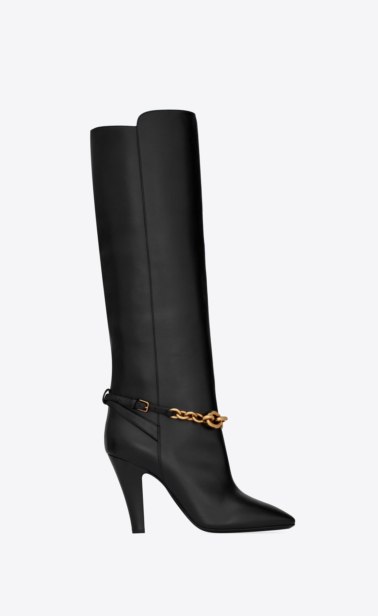 YSL Le Maillon Boots In Smooth Leder Schwarz | 32075-HZXS