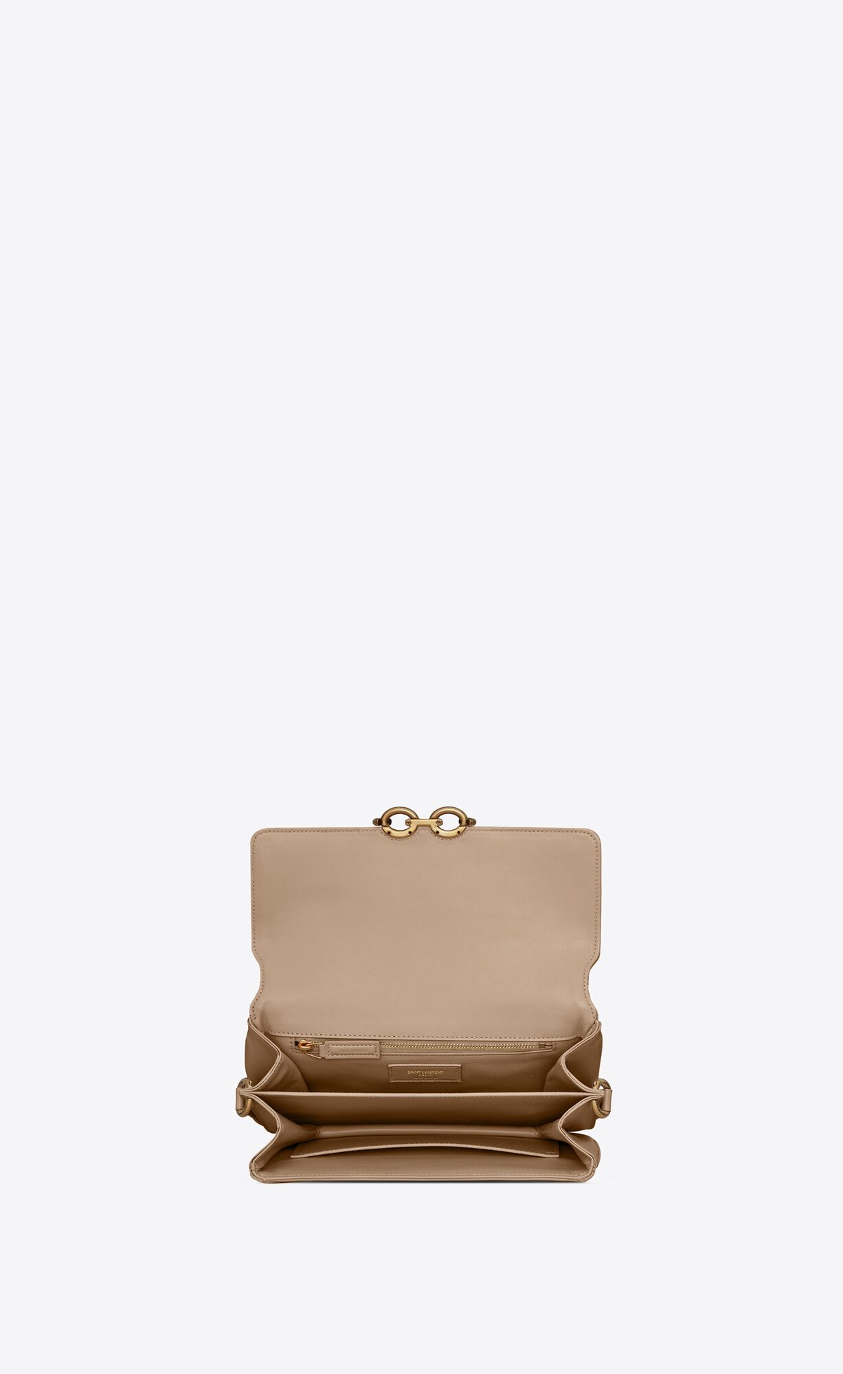 YSL Le Maillon Satchel In Smooth Leder Dunkelbeige | 40982-TFLQ