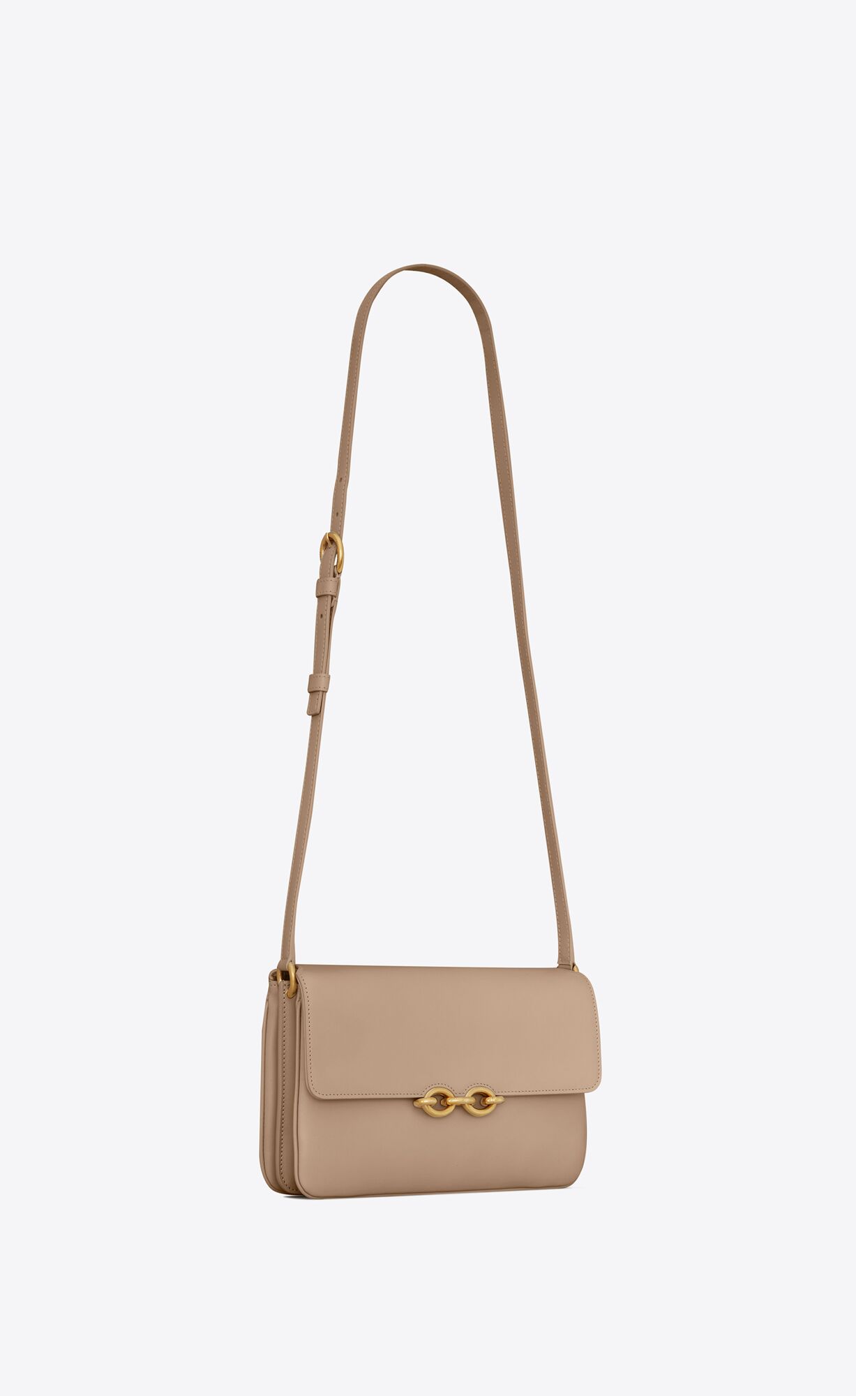 YSL Le Maillon Satchel In Smooth Leder Dunkelbeige | 40982-TFLQ