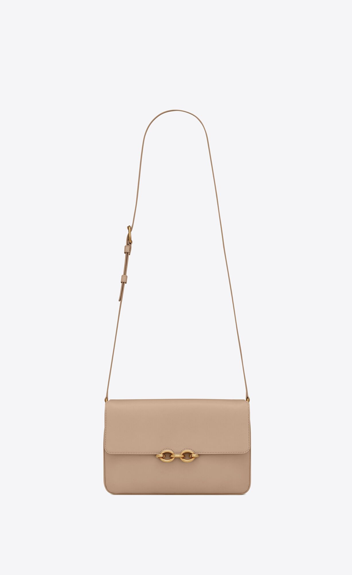 YSL Le Maillon Satchel In Smooth Leder Dunkelbeige | 40982-TFLQ