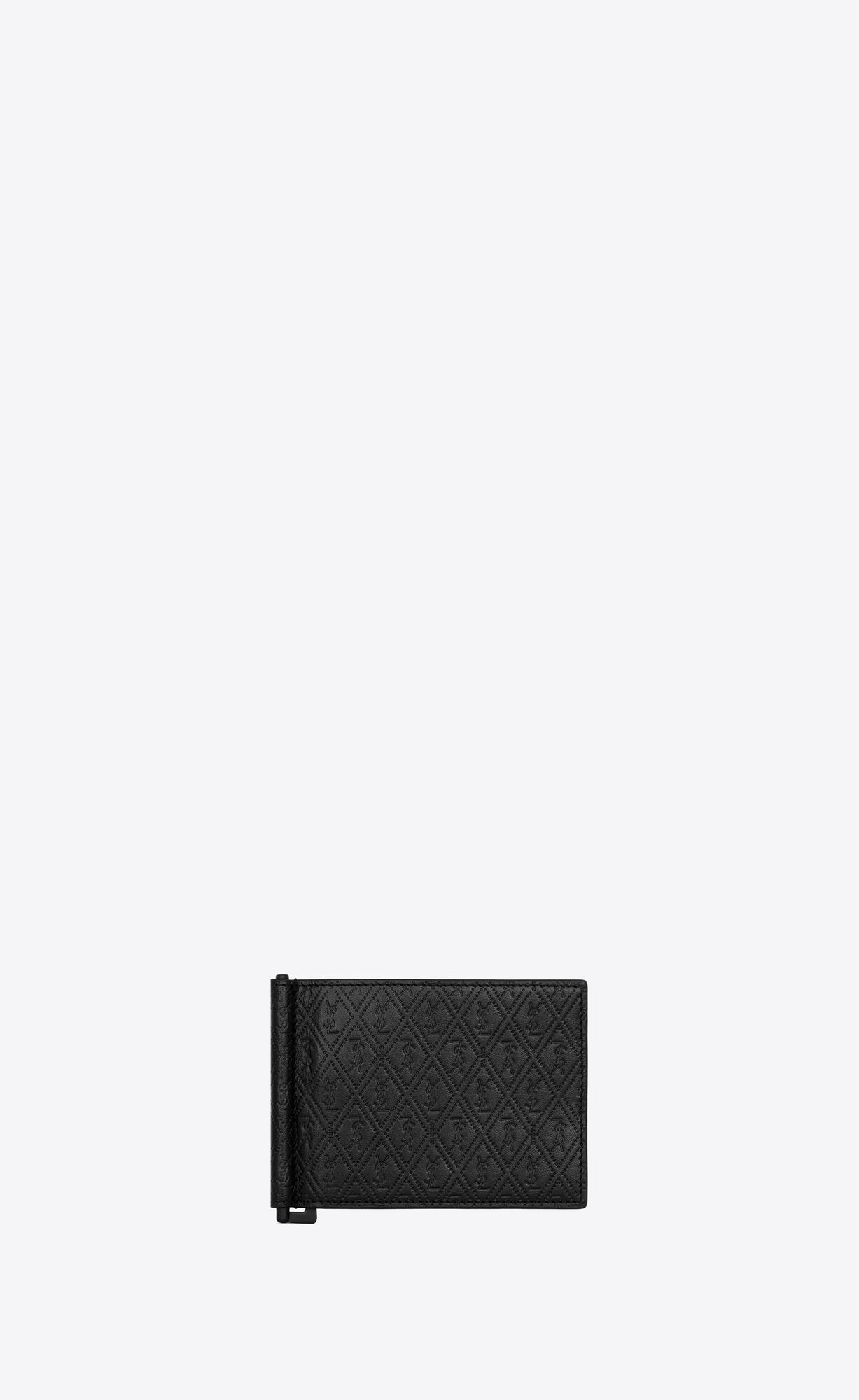 YSL Le Monogramme Bill Clip Wallet In Embossed Smooth Leder Schwarz | 20543-PGUD