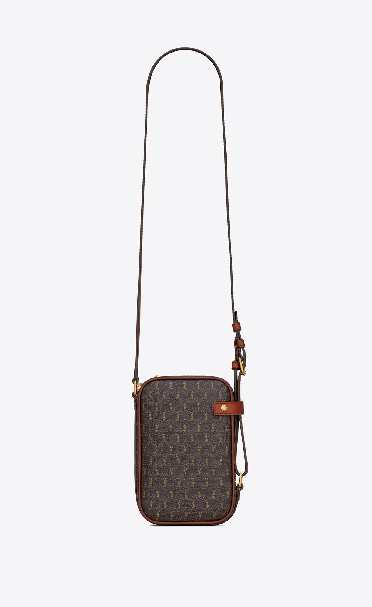 YSL Le Monogramme Crossbody Pouch In Cassandre Canvas And Smooth Leder Braun | 85760-UHTO