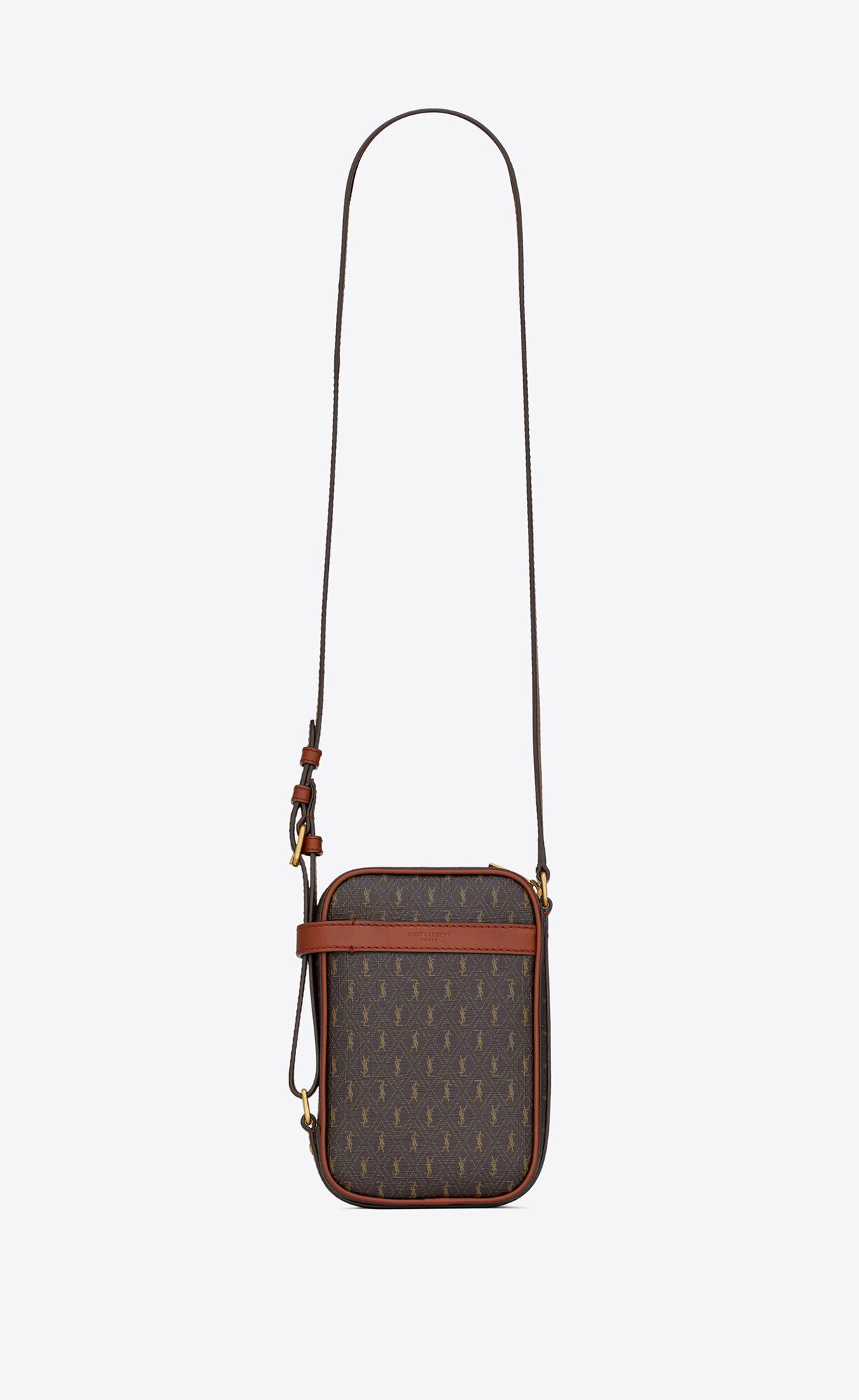 YSL Le Monogramme Crossbody Pouch In Cassandre Canvas And Smooth Leder Braun | 85760-UHTO