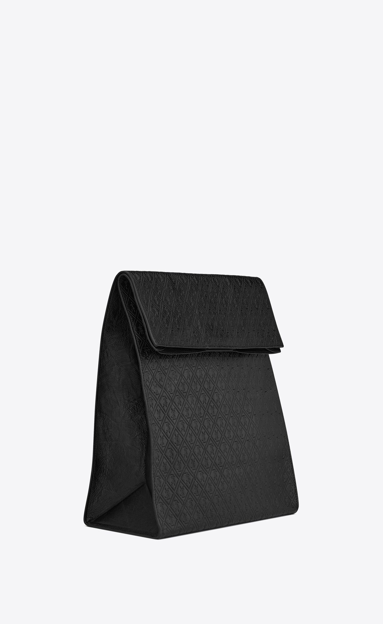 YSL Le Monogramme Deli Paper Bag In Embossed Leder Schwarz | 39815-ZEKC