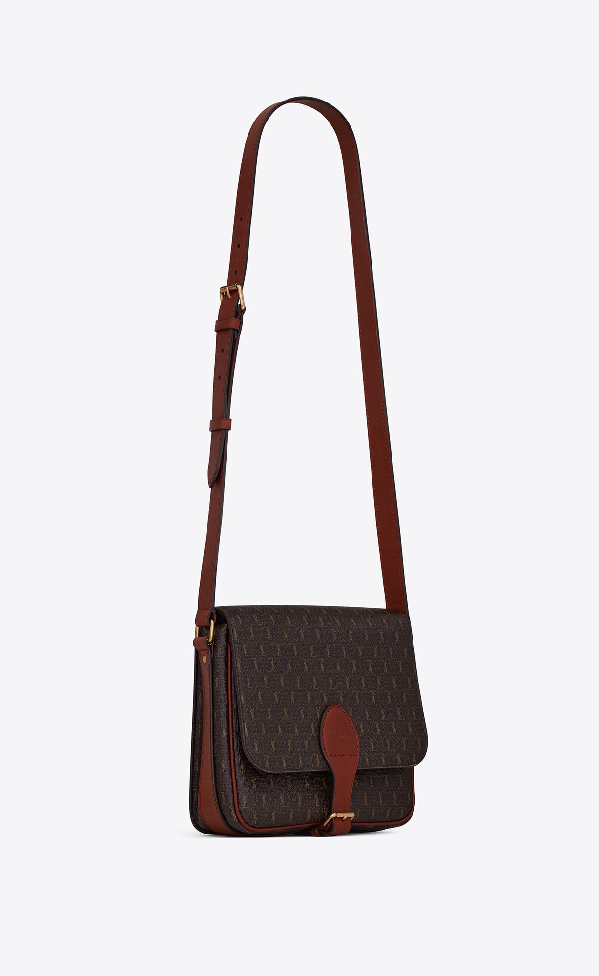 YSL Le Monogramme Medium Satchel In Cassandre Canvas And Smooth Leder Braun | 54062-HDSZ