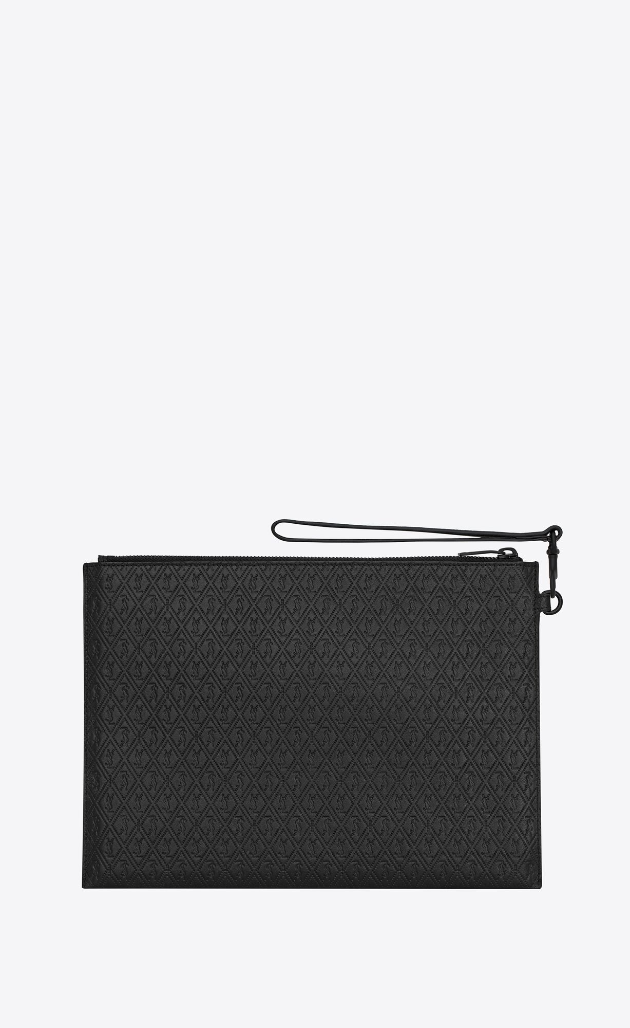 YSL Le Monogramme Zipped Tablet Holder In Cassandre Embossed Smooth Leder Noir | 62893-HDKU