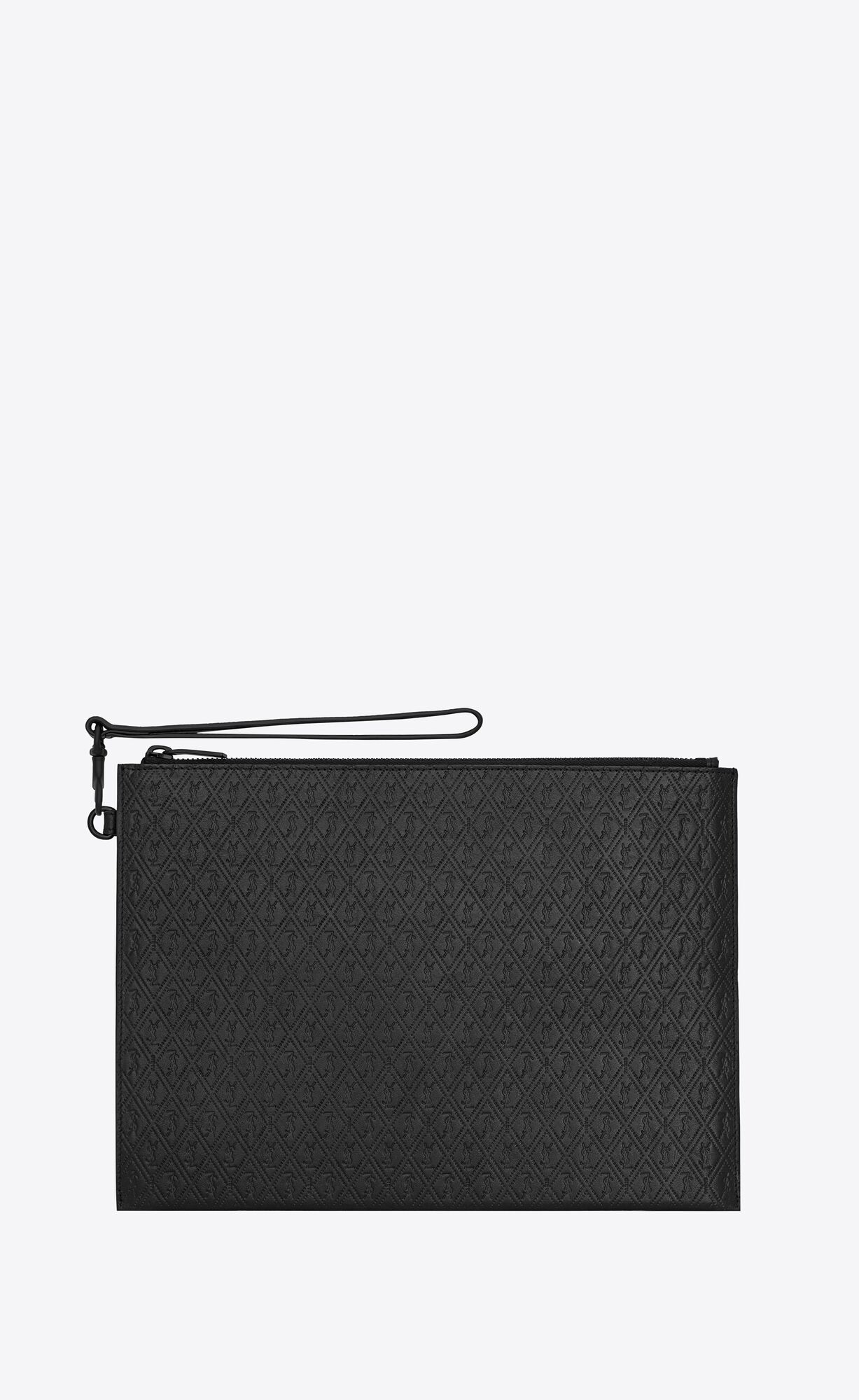 YSL Le Monogramme Zipped Tablet Holder In Cassandre Embossed Smooth Leder Noir | 62893-HDKU