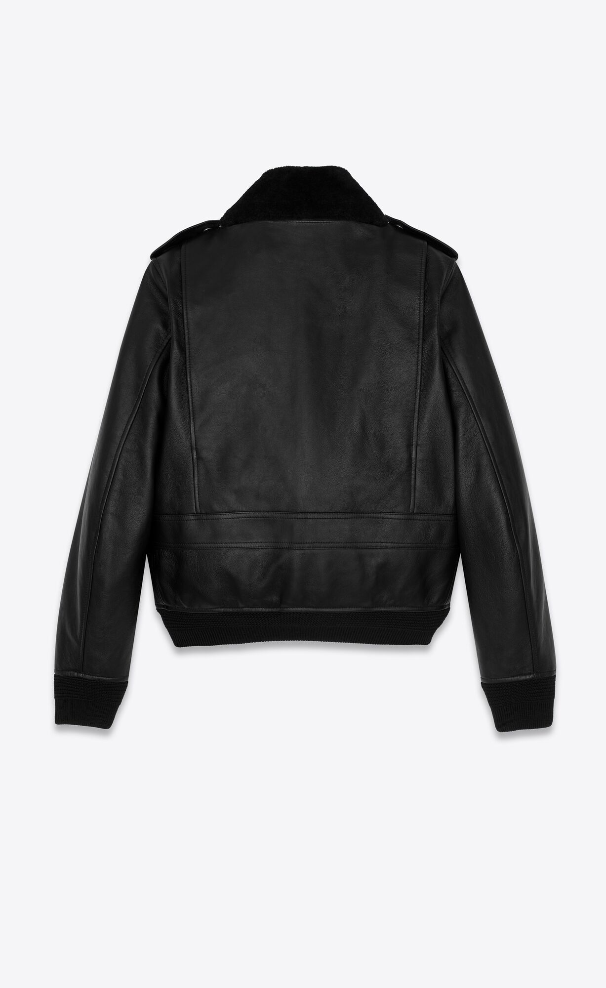 YSL Leder And Shearling Bomber Jacket Schwarz | 29784-MBJO