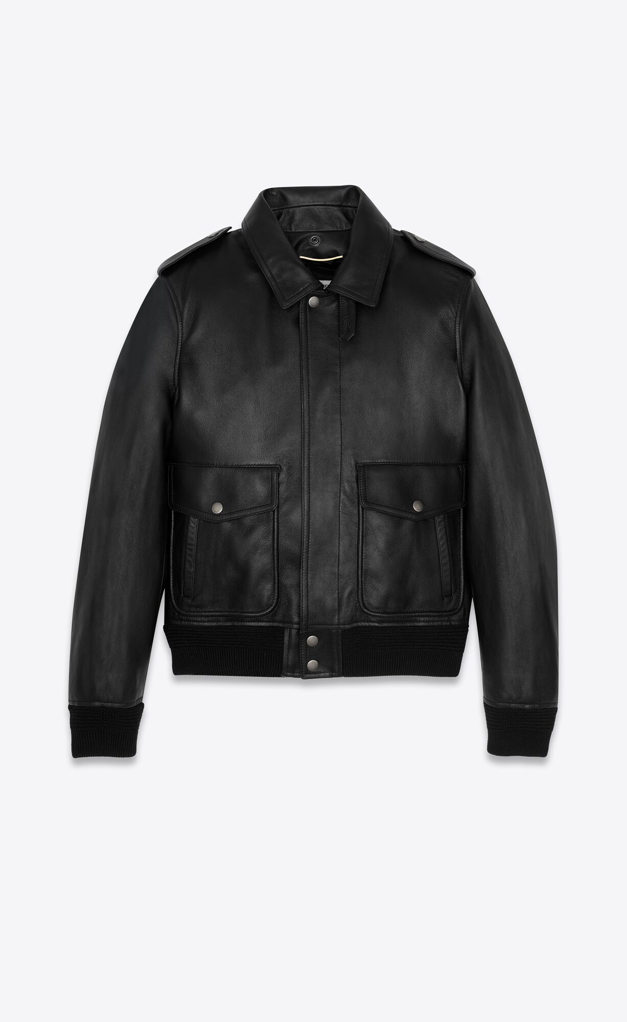 YSL Leder And Shearling Bomber Schwarz | 68405-XRYD