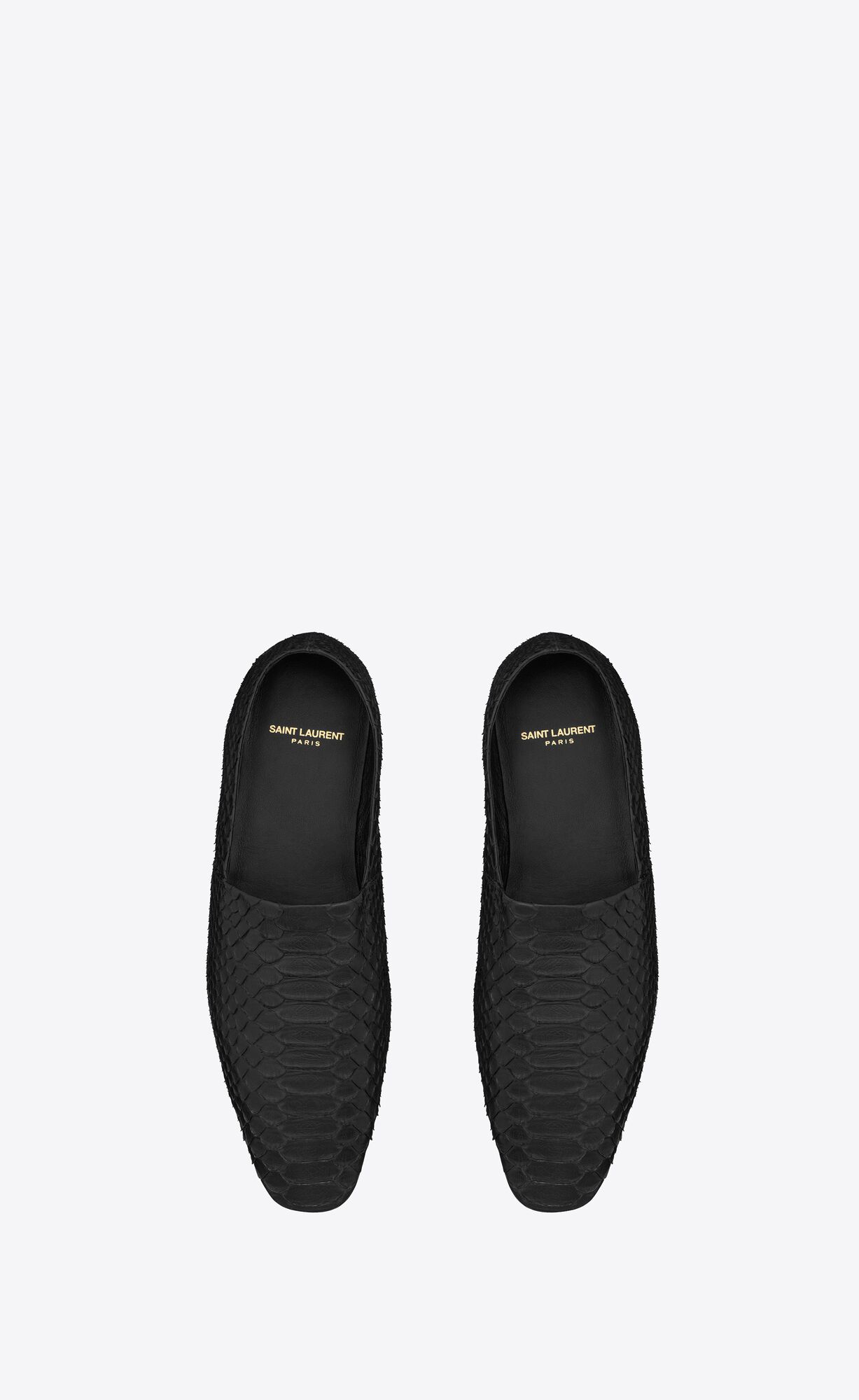 YSL Leon Slippers In Python Schwarz | 85674-IRAG