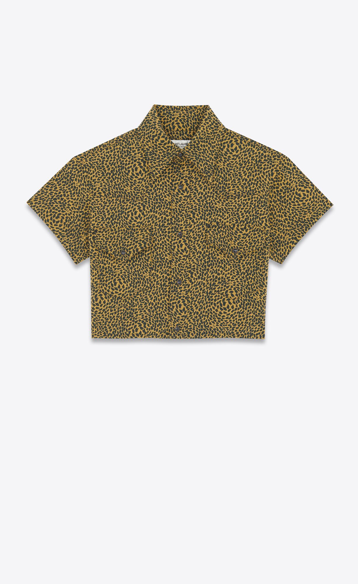 YSL Leopard-print Cropped Shirt Leopard | 41752-DHXP