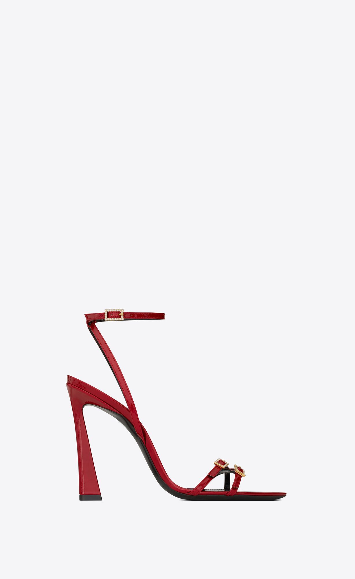 YSL Lila Sandals In Lack Leder Dunkelrot | 03265-MRLI