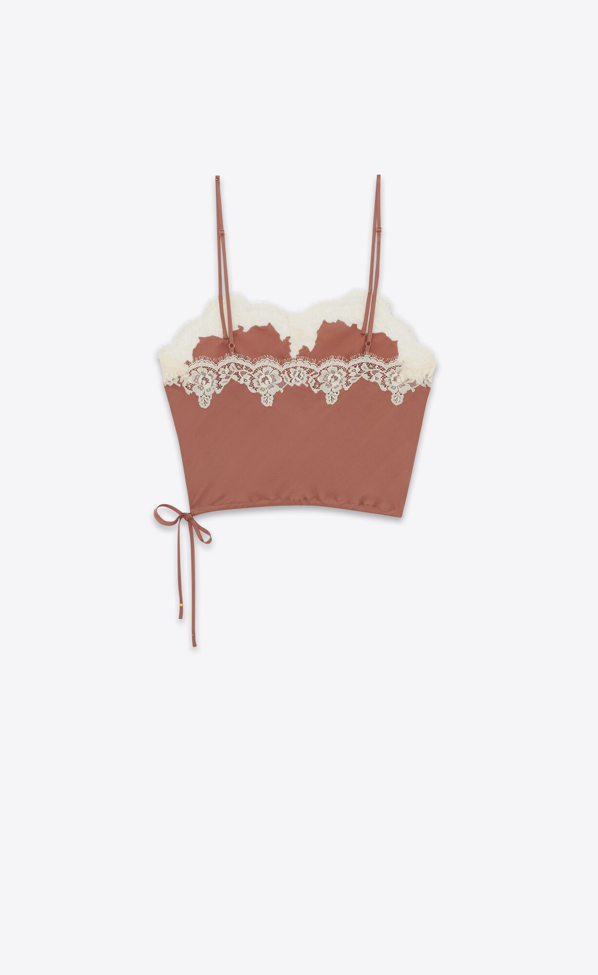 YSL Lingerie Top In Crepe Satin Terracotta | 46785-AXWU