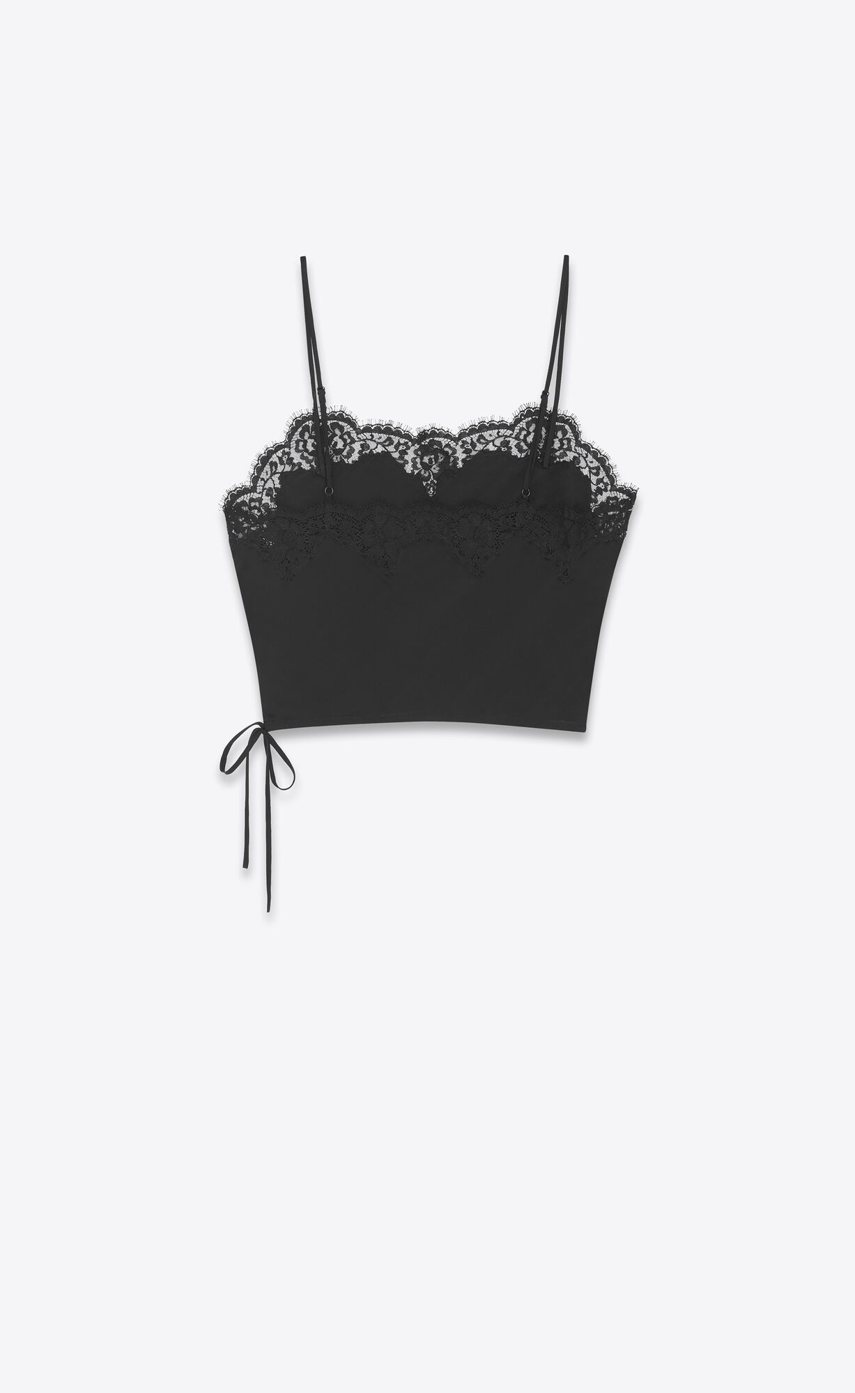 YSL Lingerie Top In Silk Satin Schwarz | 06378-OXEL